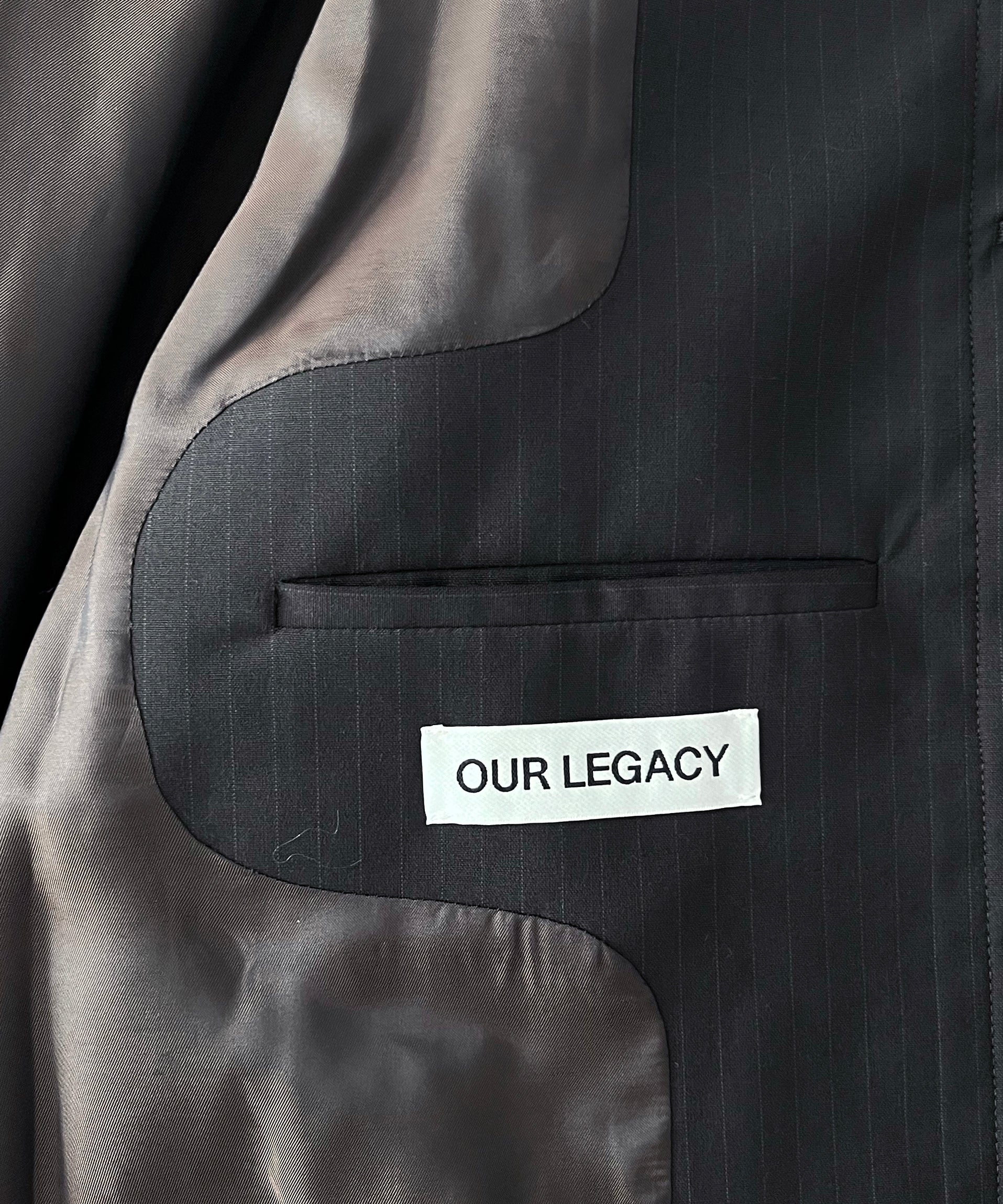 OUR LEGACY Cloak carcoat "CHURCHILL STRIPE MEMBRANE WOOL"
