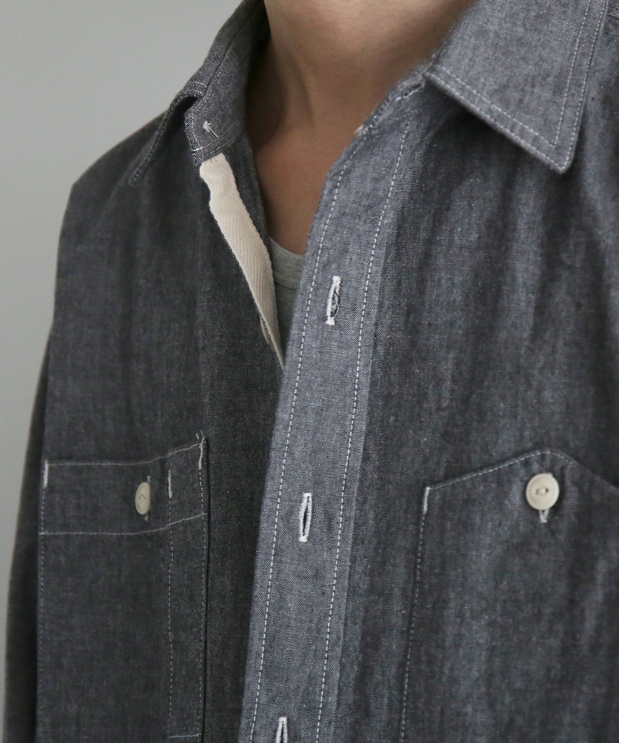 Engineered Garments Work shirt - cotton chambray "GRAY"