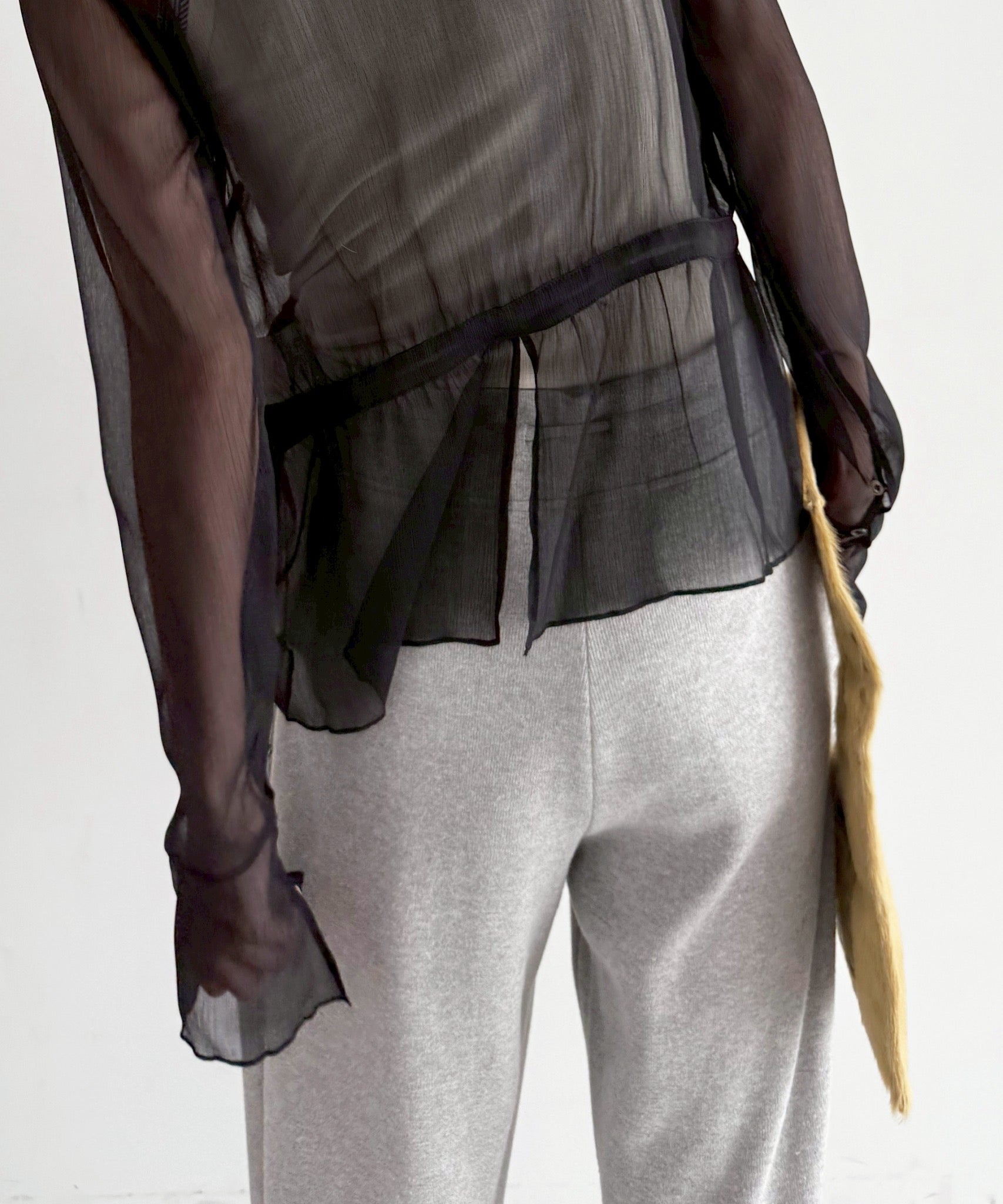 OUR LEGACY Waist blouse "CRINKLE BLACK VEIL POLY"