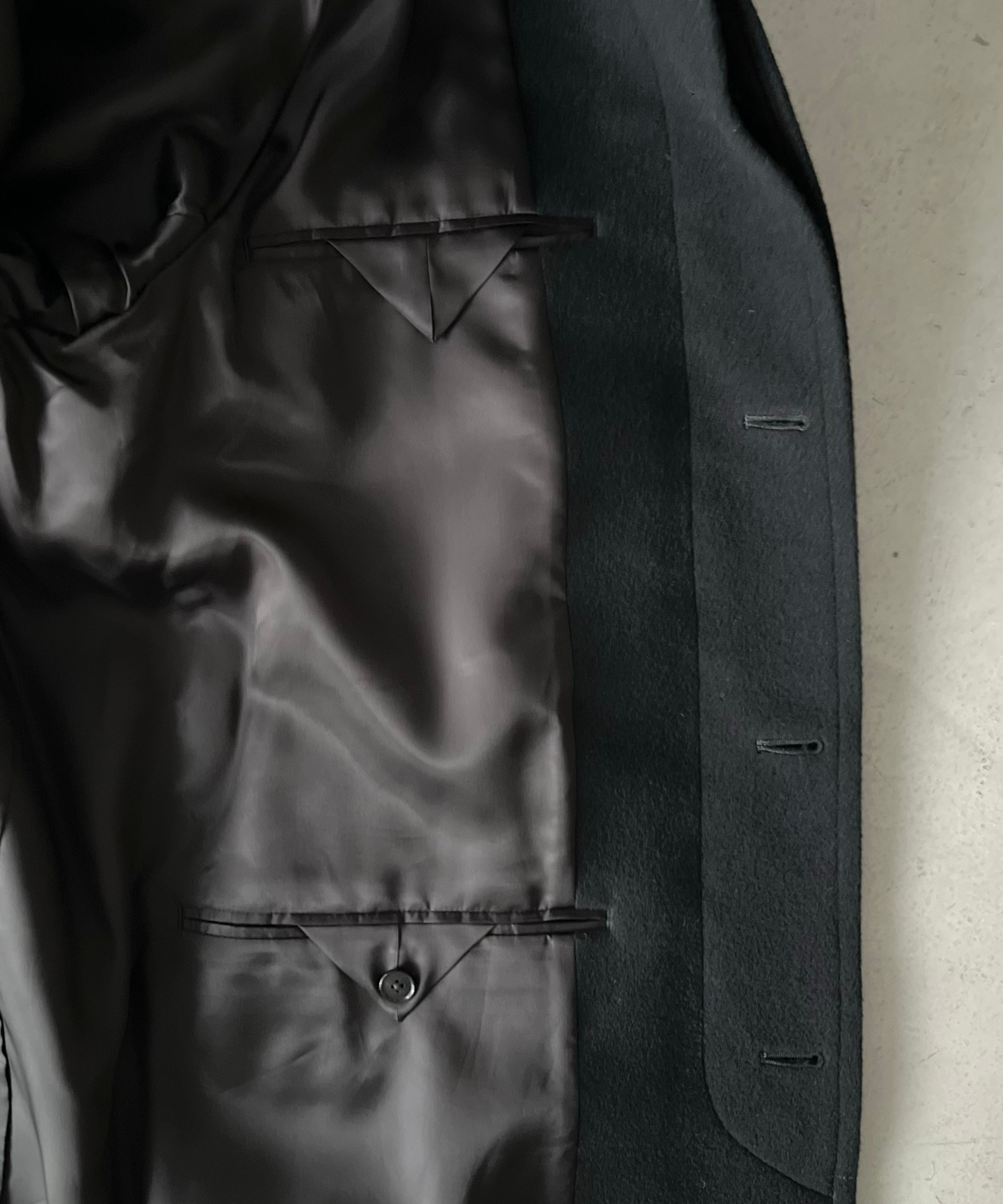 AURALEE Super fine wool mosser soutien collar coat "BLACK"