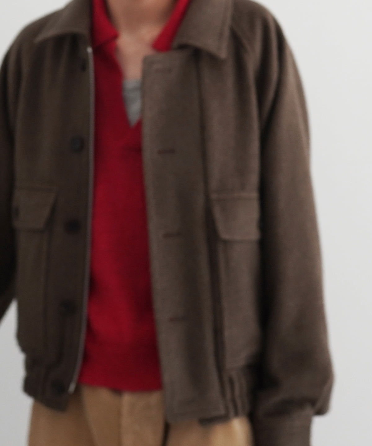 AURALEE Hairy wool mohair chambray blouson “BROWN”