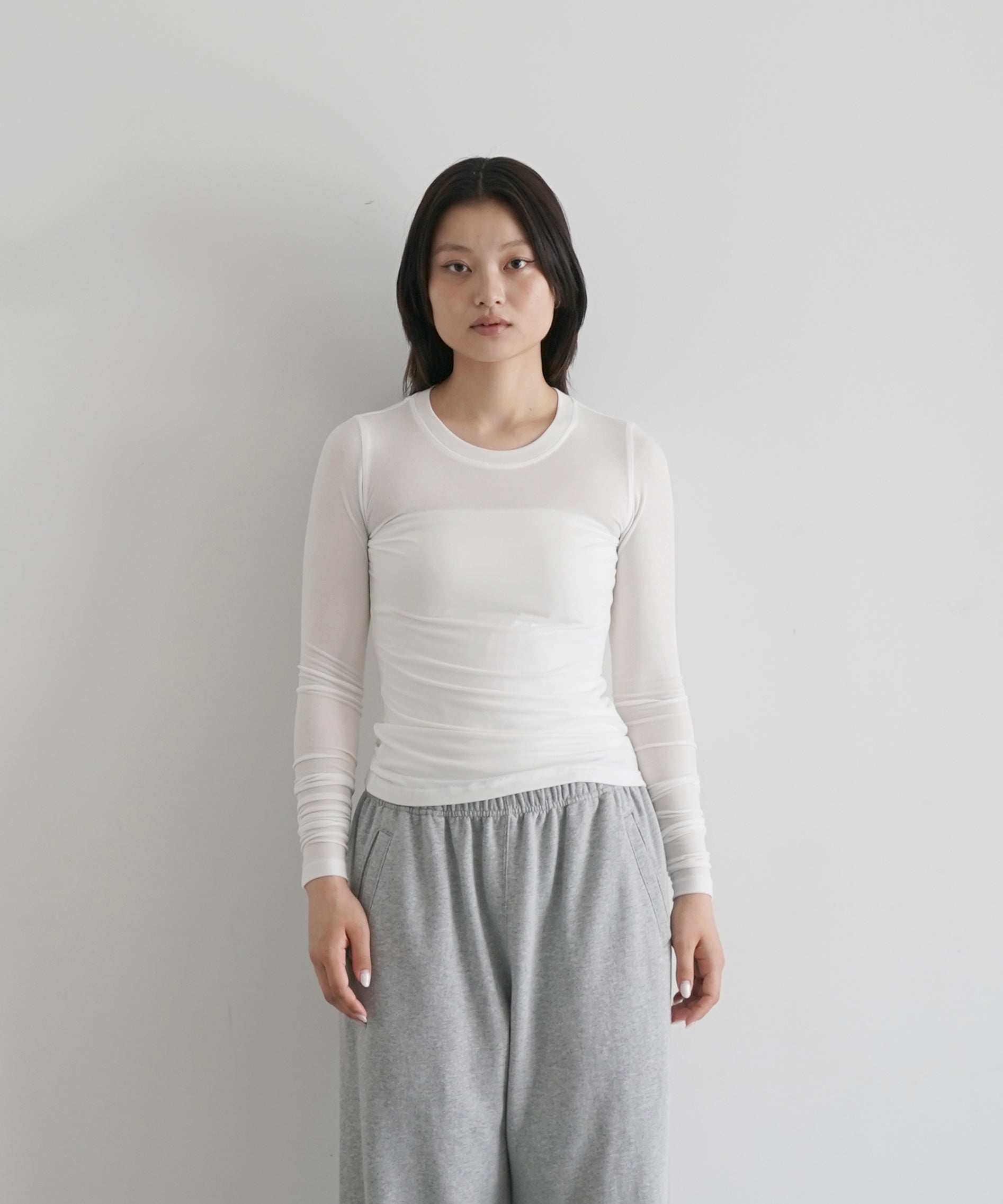 FAX COPY EXPRESS The round neck long sleeve t "WHITE"