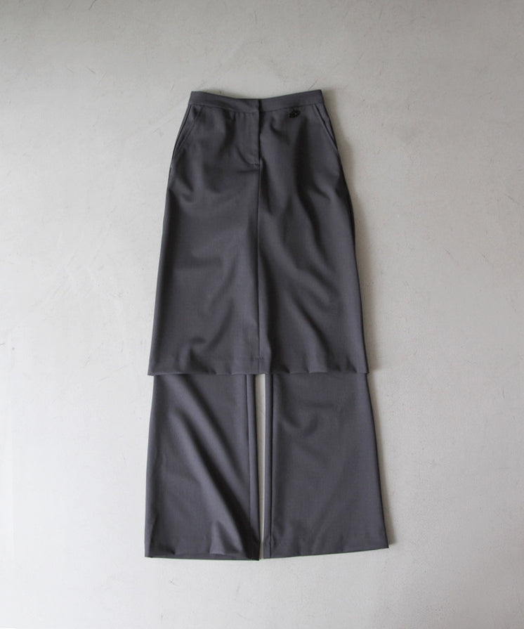 DIESEL Hybrid skirt-pants in wool blend "DARK GREY"