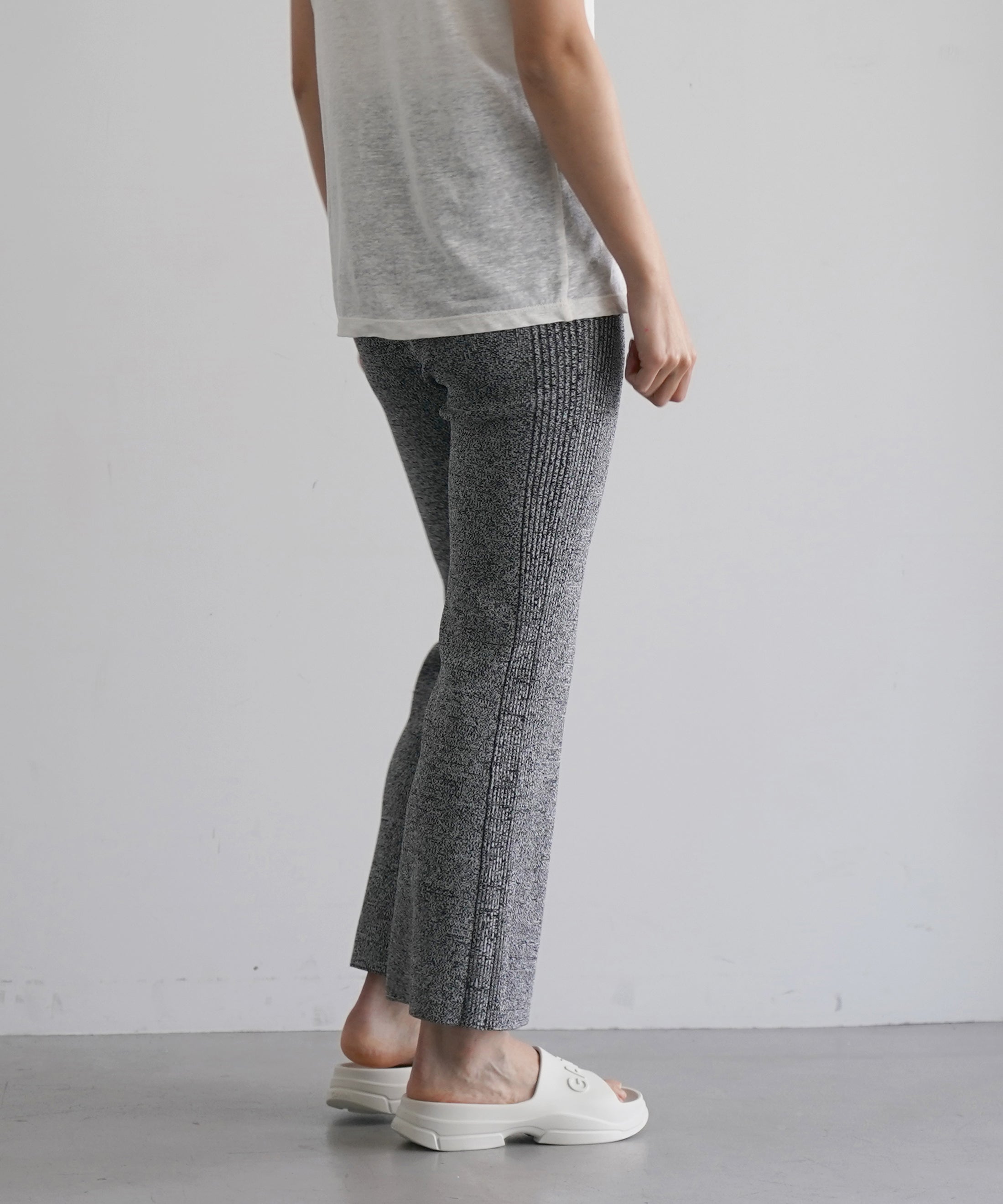 GANNI Merange rib cropped pants "BLACK"