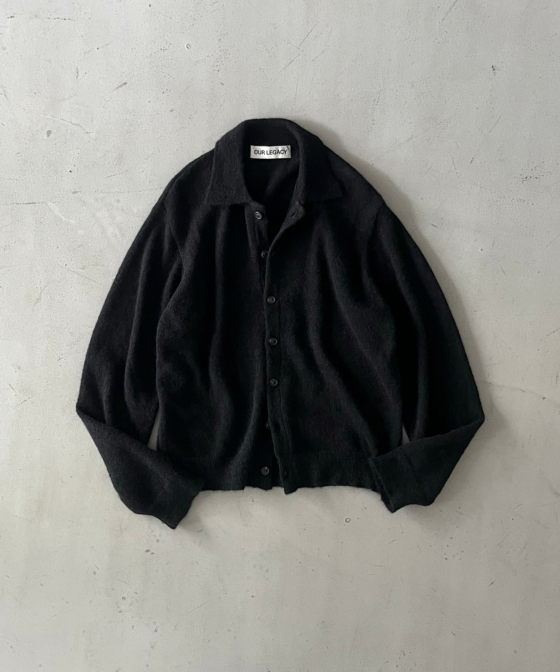 OUR LEGACY Evening polo "BLACK FUZZY ALPACA"