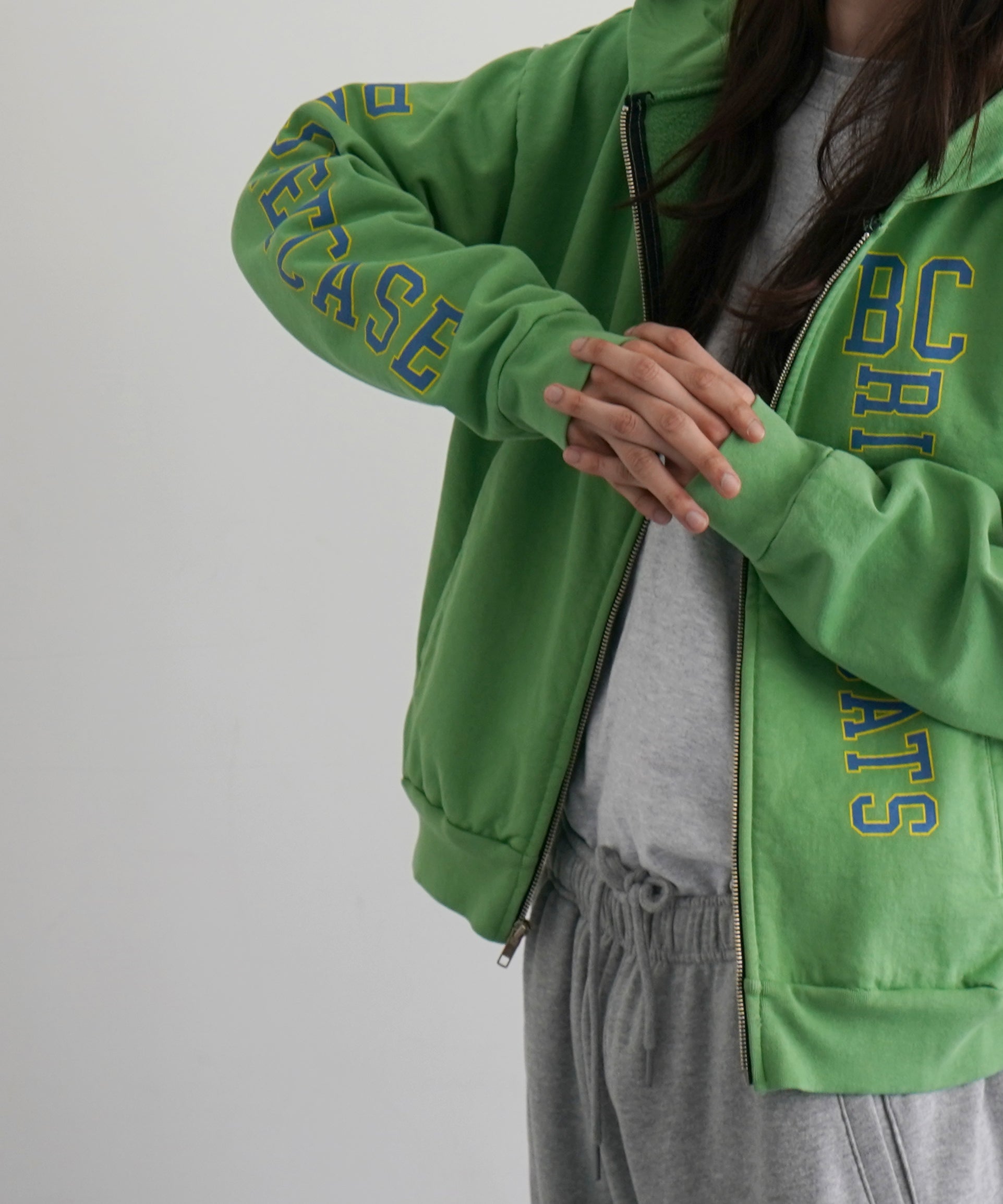 Basketcase River cats, zip hoodie "KELLY GREEN"