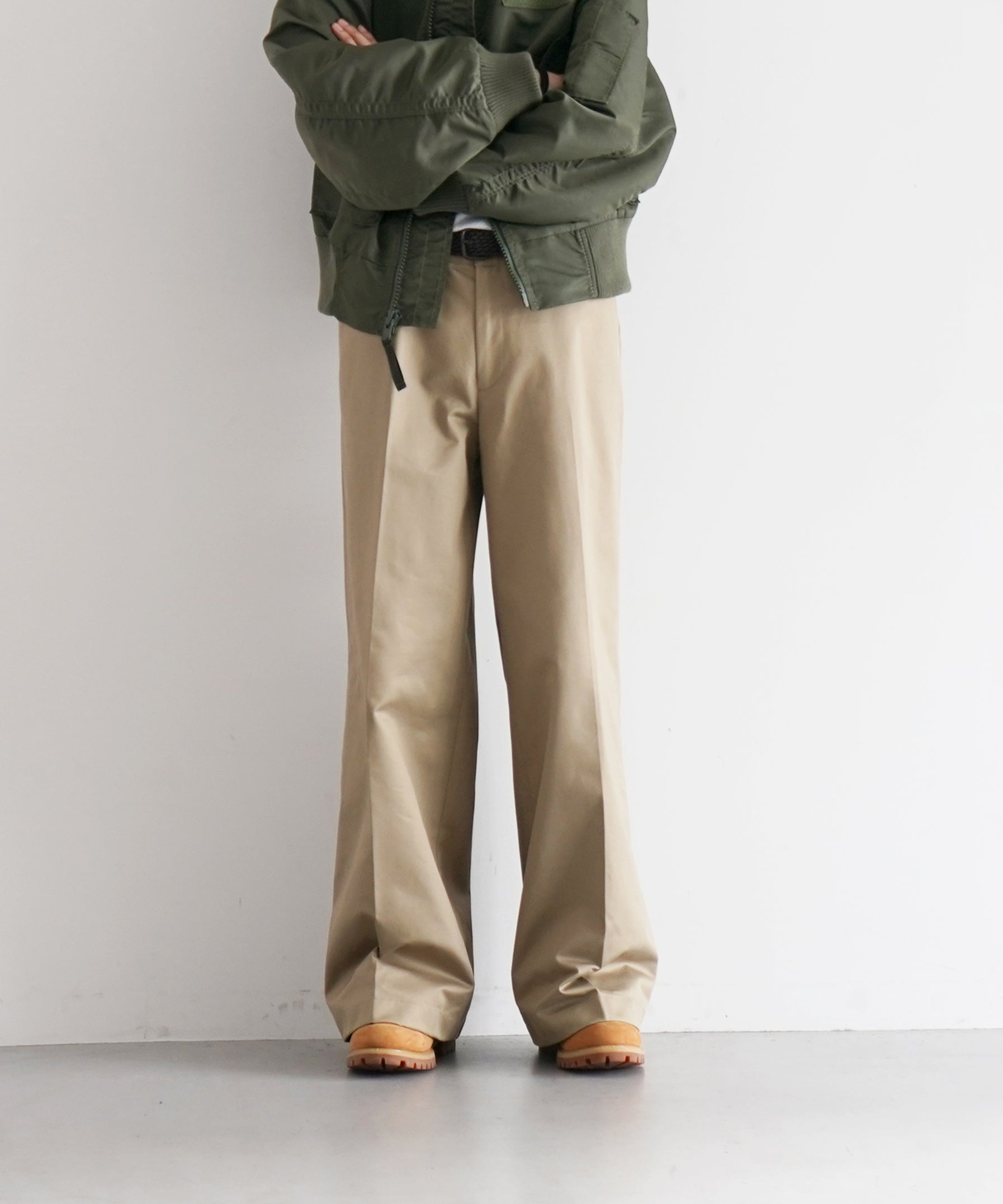 【EXCLUSIVE】NEONSIGN Triple-twisted wide pants "KHAKI"