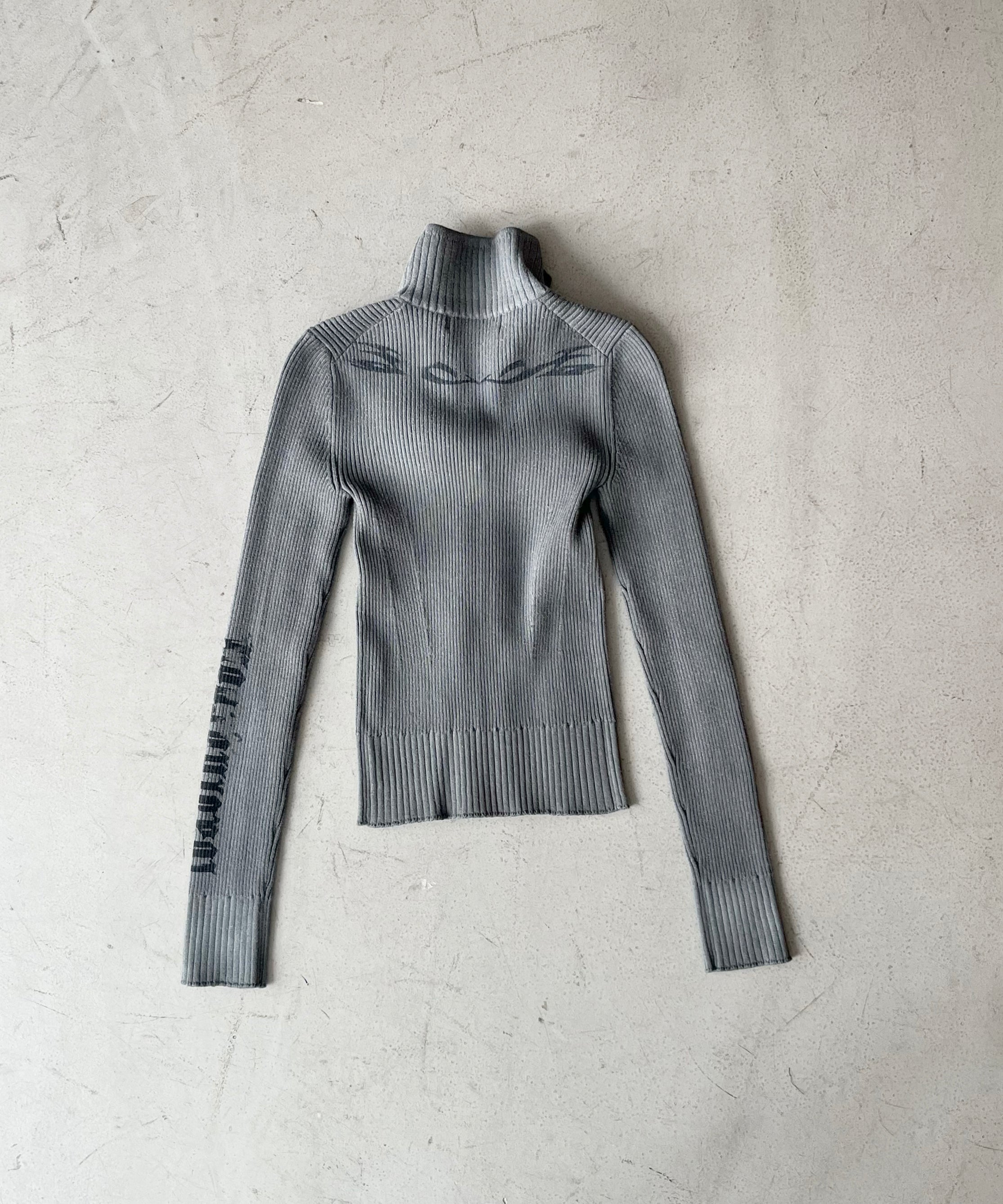 LOADINGROOM Dirty note knit zip "GREY"