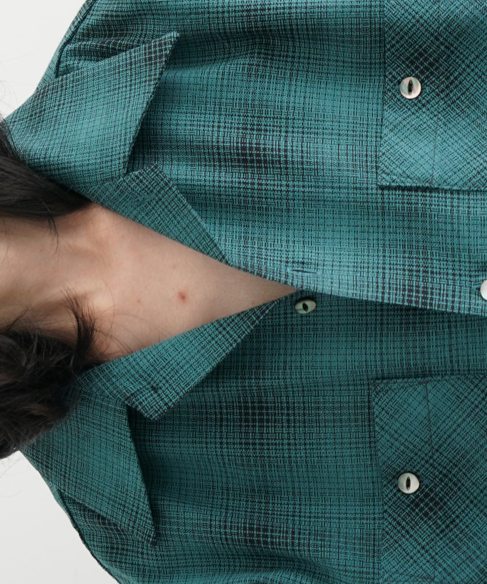 NEEDLES One-up shirt -wool shadow plaid "GREEN"