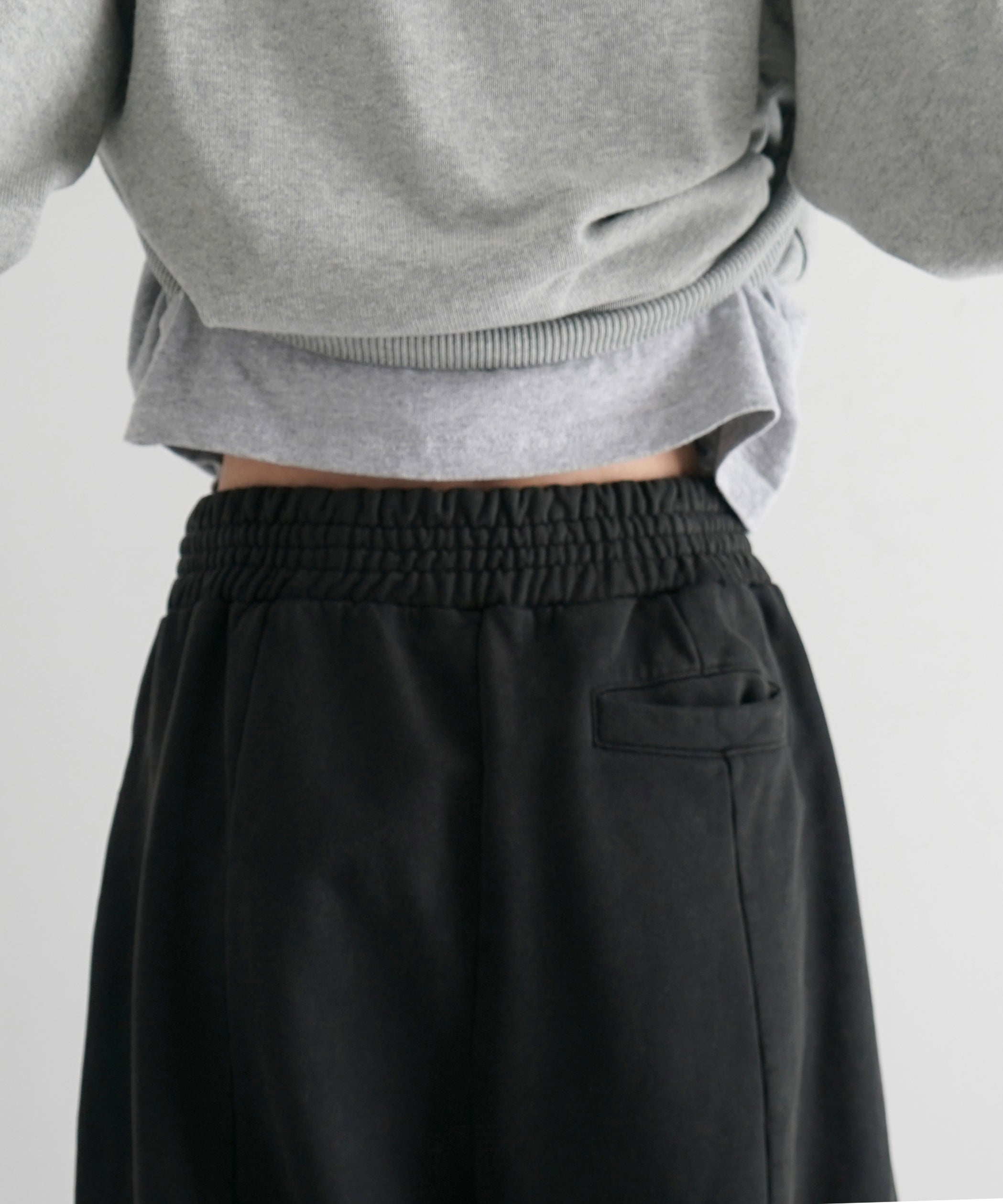 LOADINGROOM Double waist sweatpants men "WASHED BLACK"
