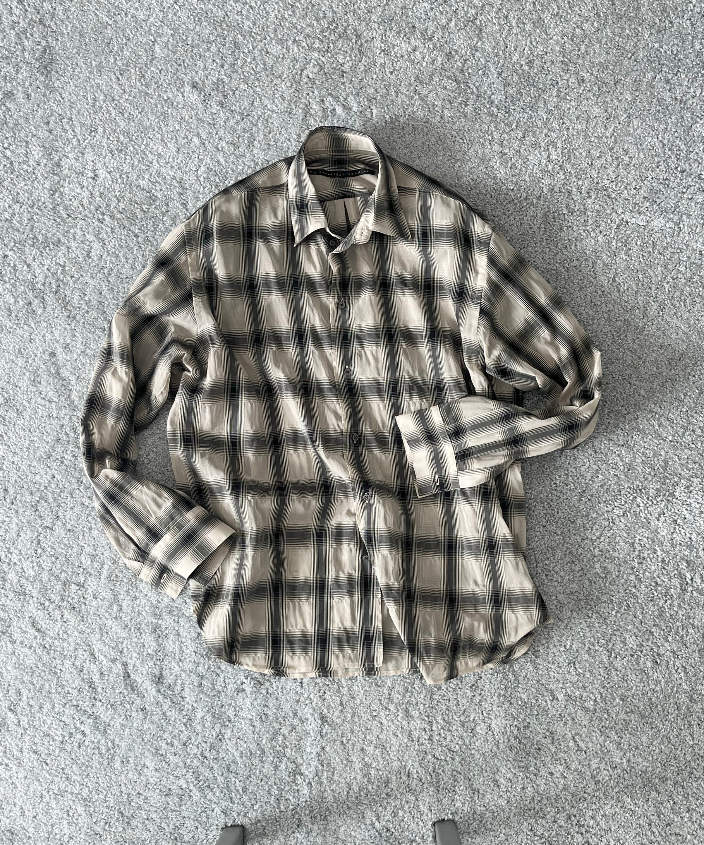 my beautiful landlet Sheer check shirt "BEIGE"