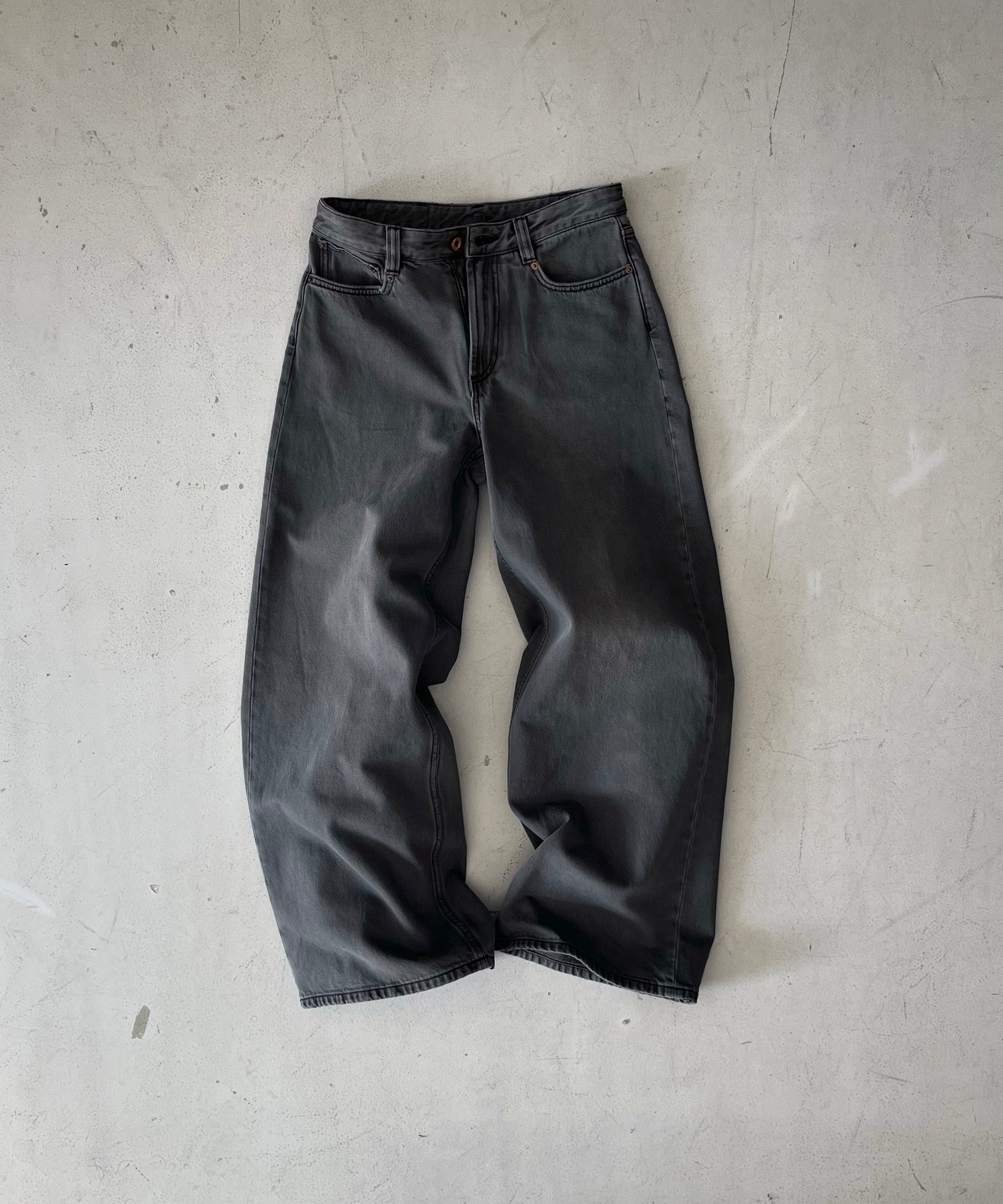 FAX COPY EXPRESS Vintage washed brown-black gardener denim pants "GREY" S