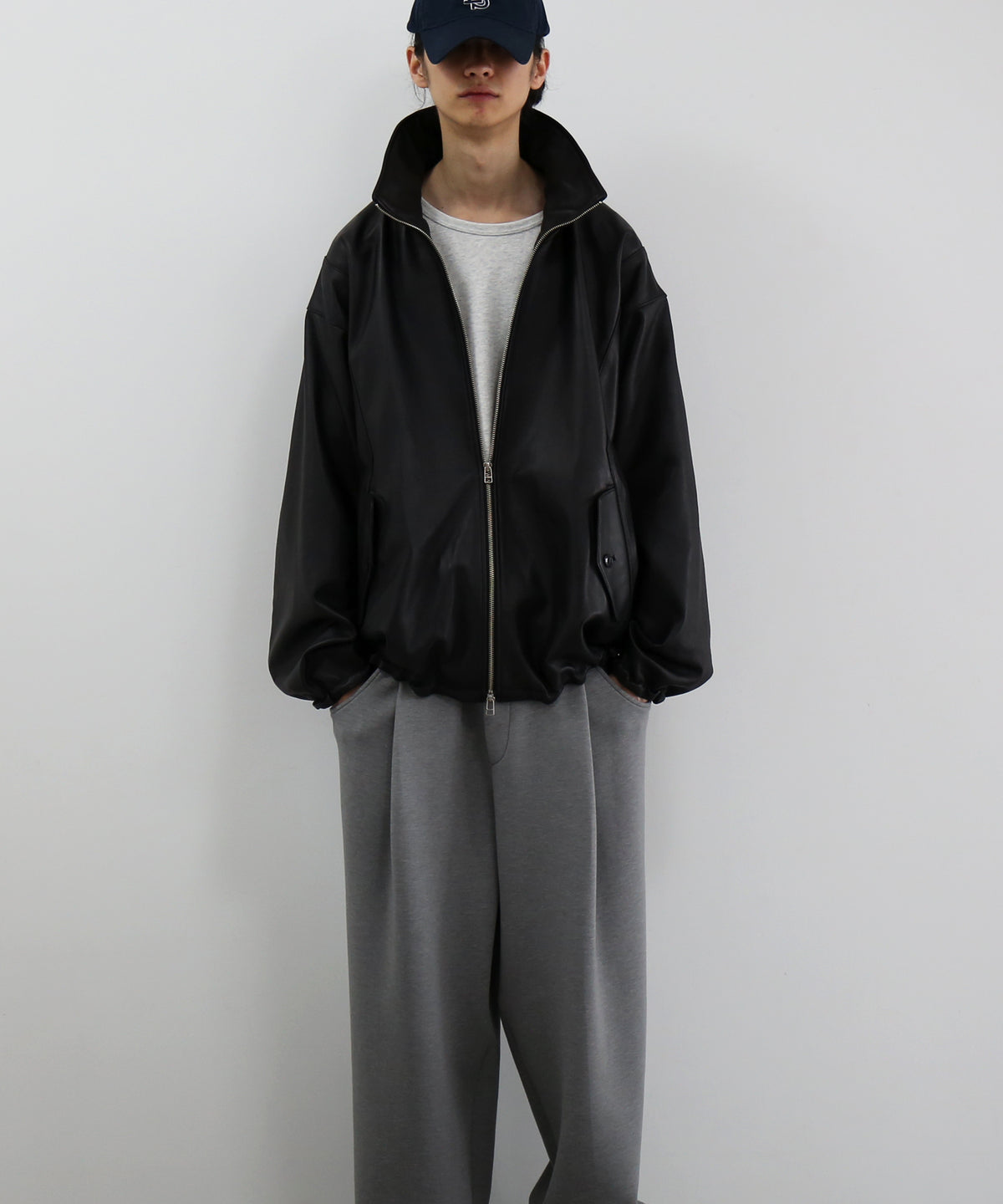 VOAAOV Leather blouson "BLACK"