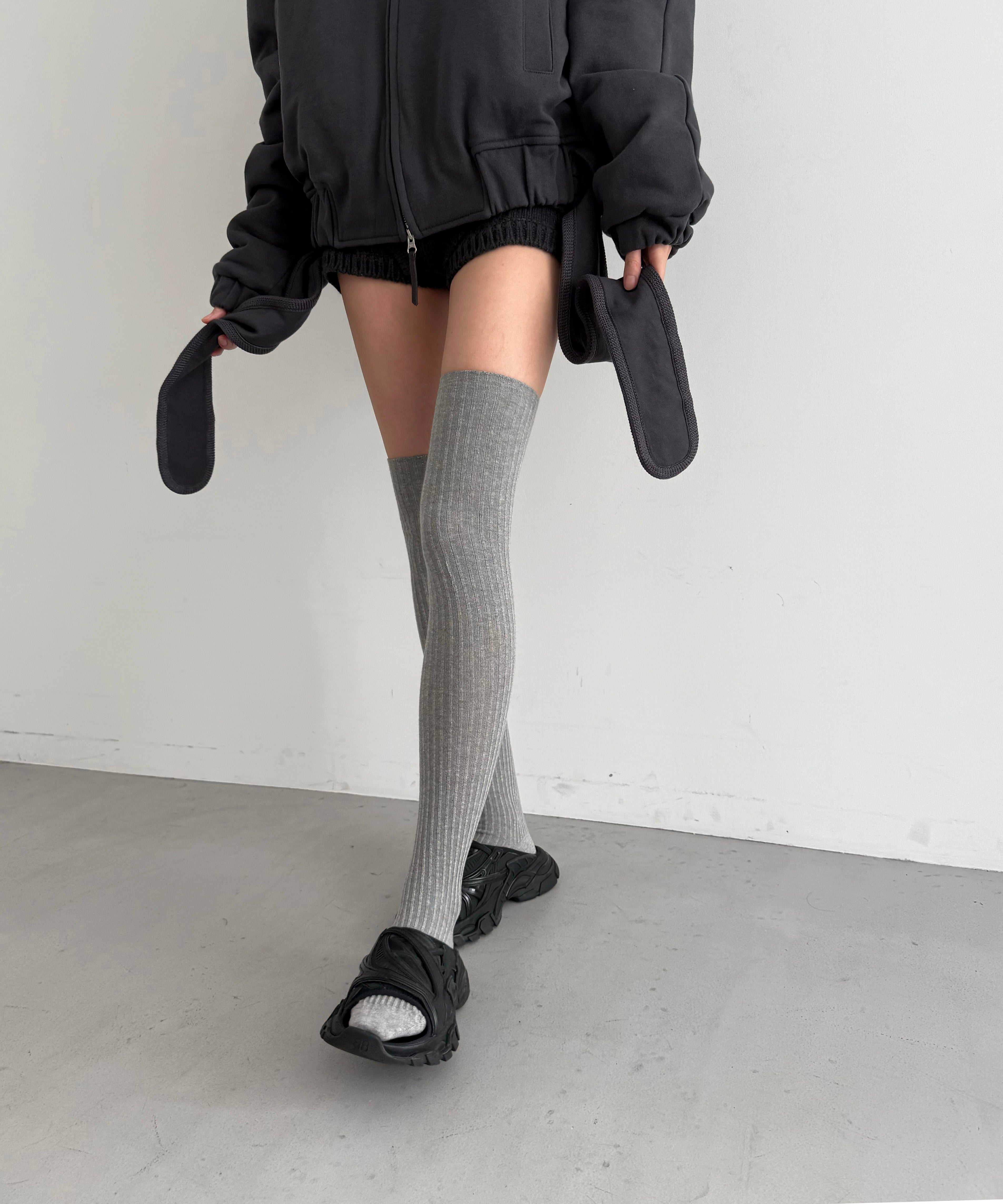 Baserange Overknee socks "GREY MELANGE"