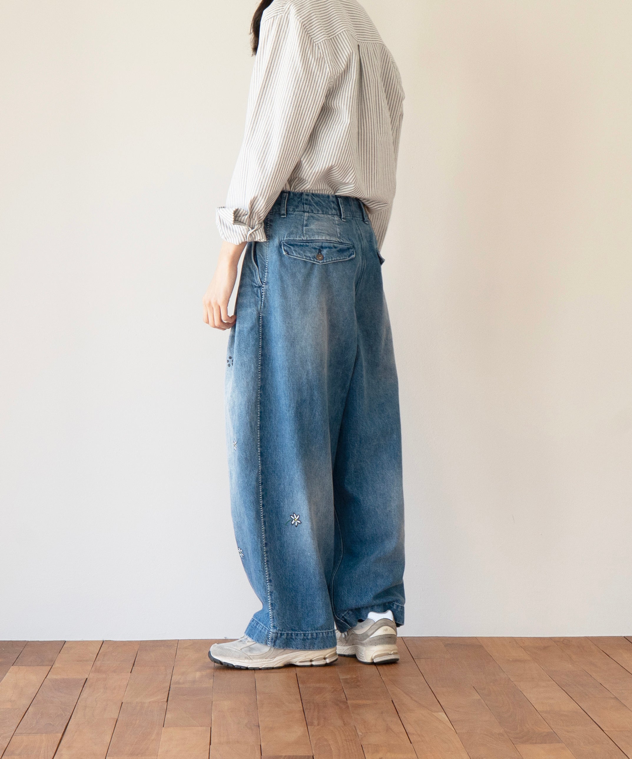 my beautiful landlet Tucked wide denim pants "BLUE"