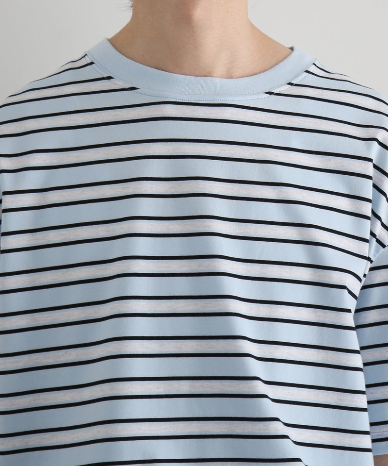 KAIKO C neck border t-shirts "SAX"