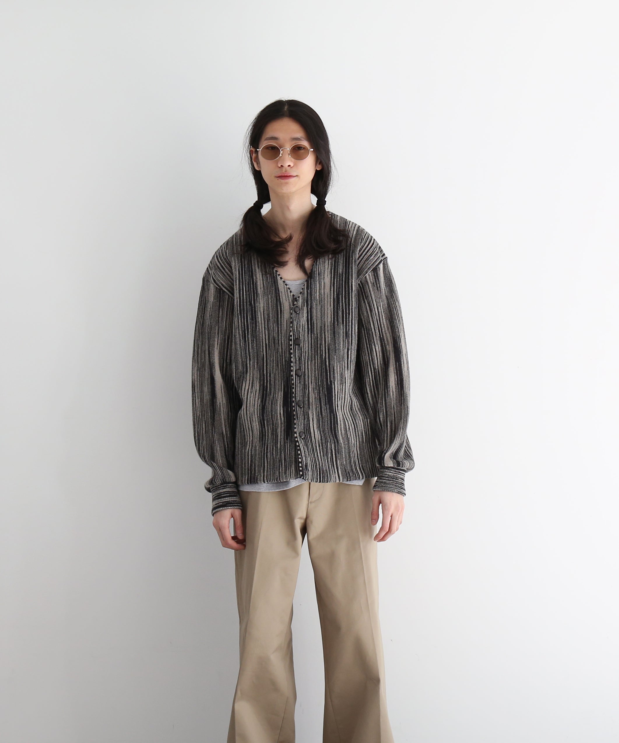 NEEDLES Knit cardigan -crepe weave- "BLACK"