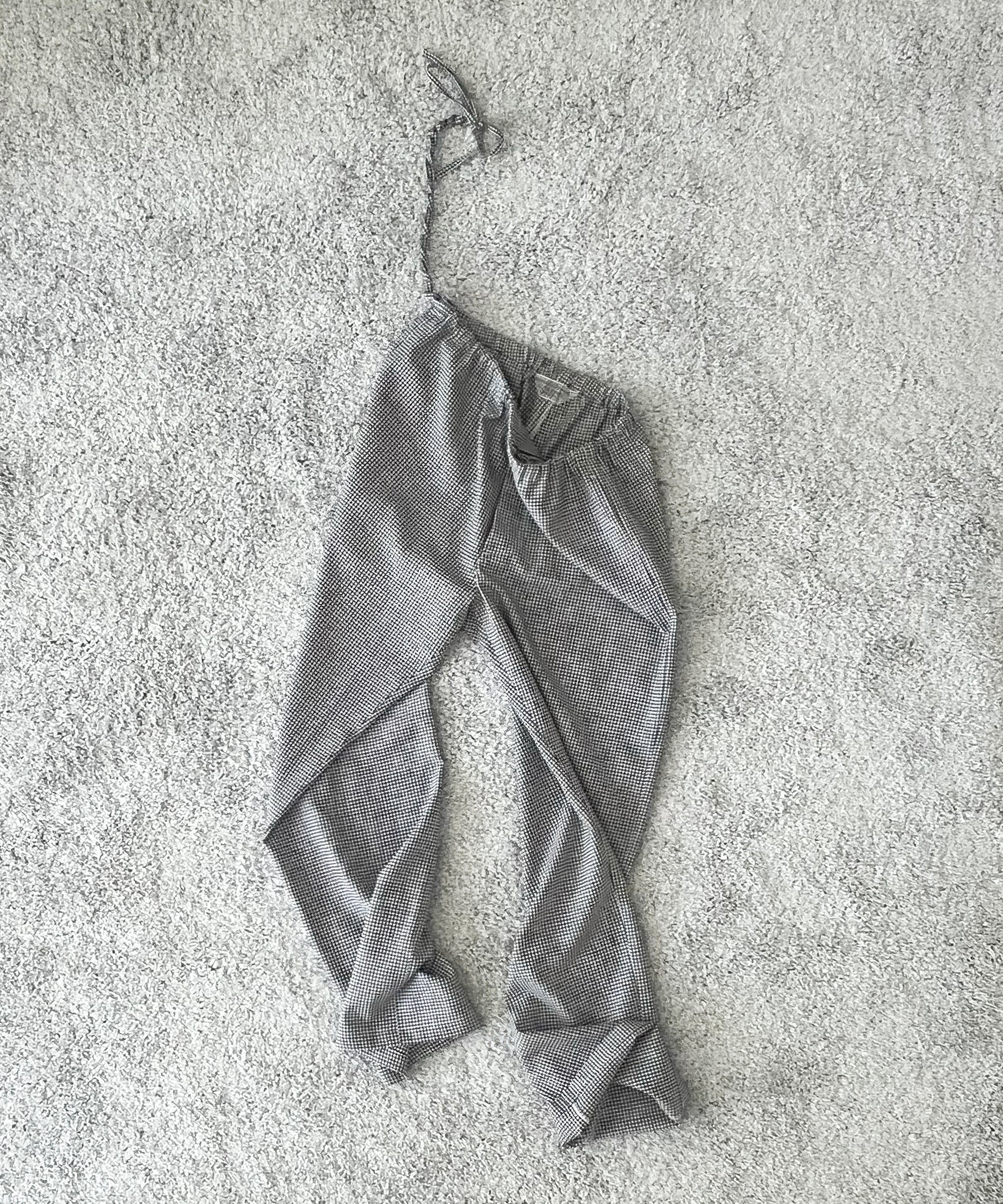 OLD FOLK HOUSE Wool lounge pants "WHITE & NAVY (GINGHAM)"