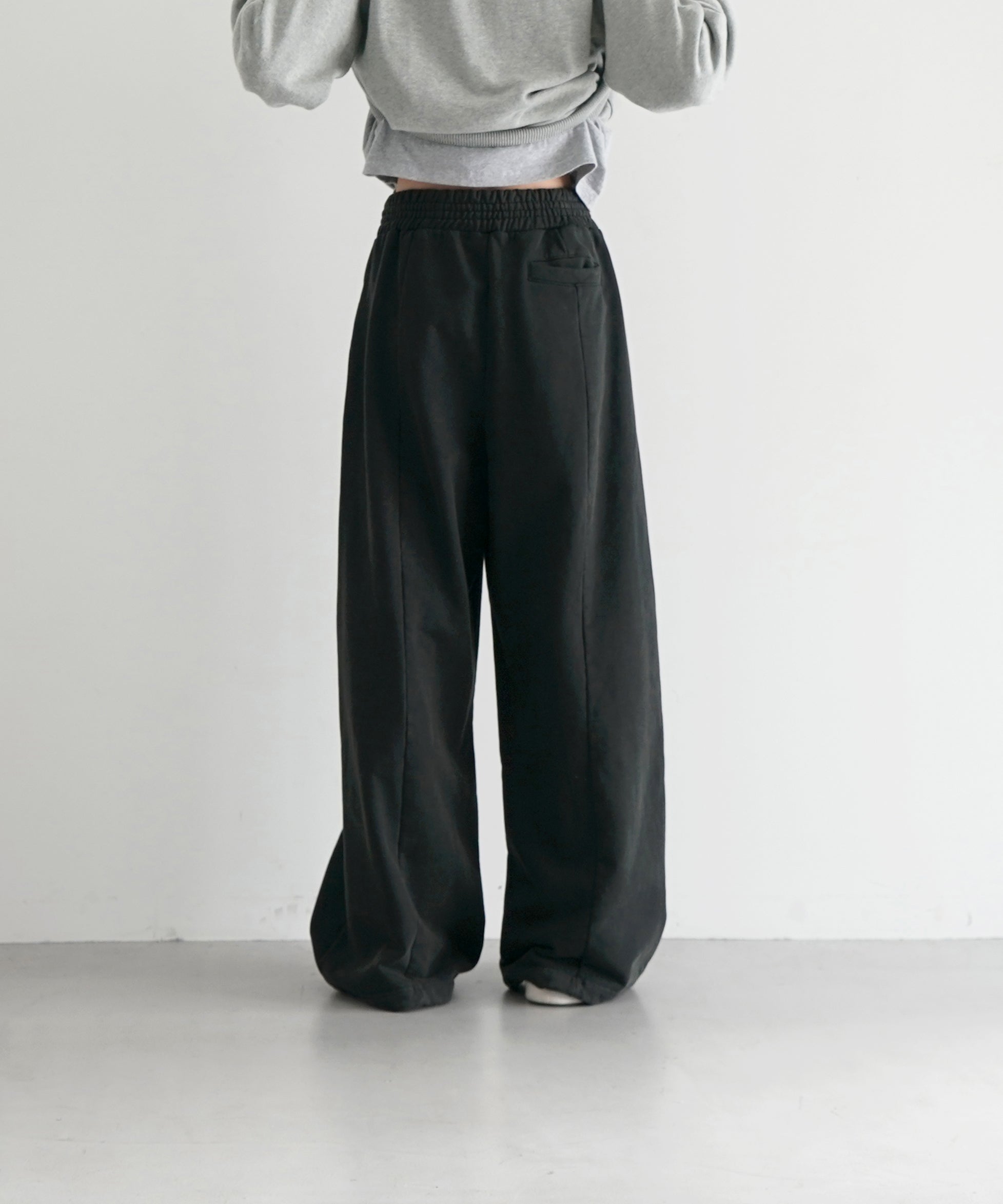 LOADINGROOM Double waist sweatpants men "WASHED BLACK"