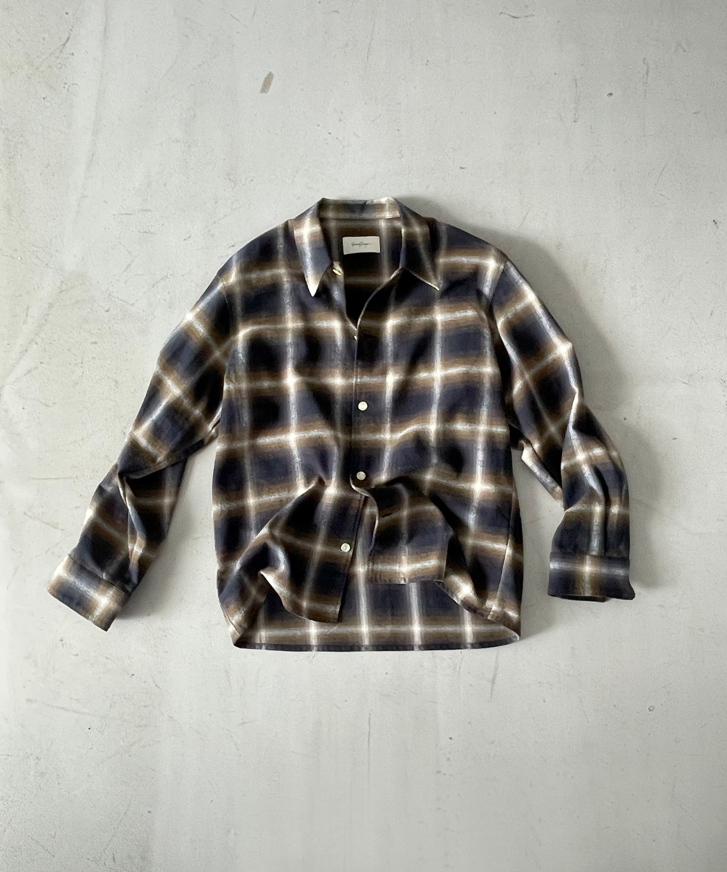 SECOND/LAYER Logan ombre ls shirt "OLIVE CHECK"