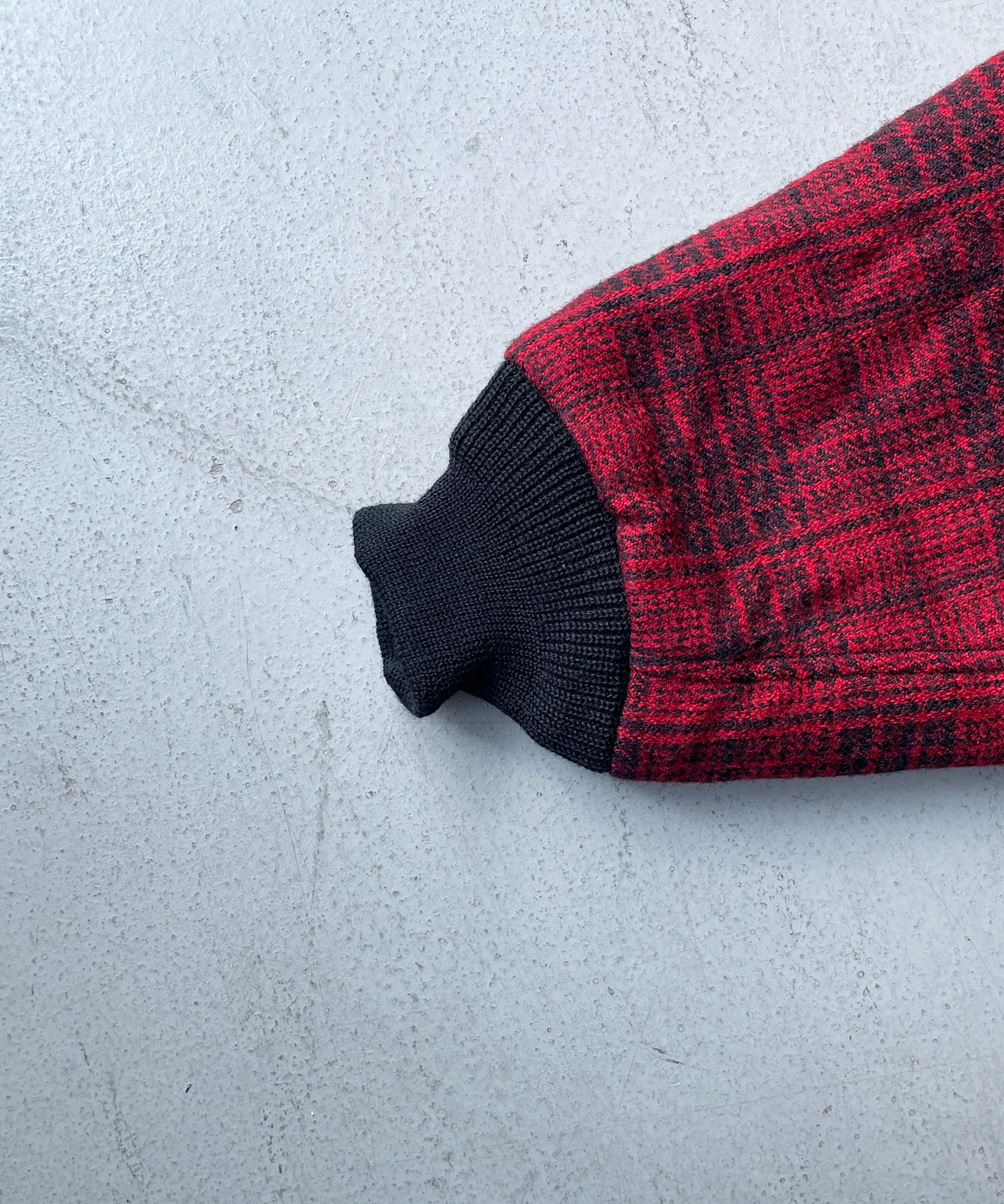 NEEDLES Zipped work hoody-wool glen plaid "RED"