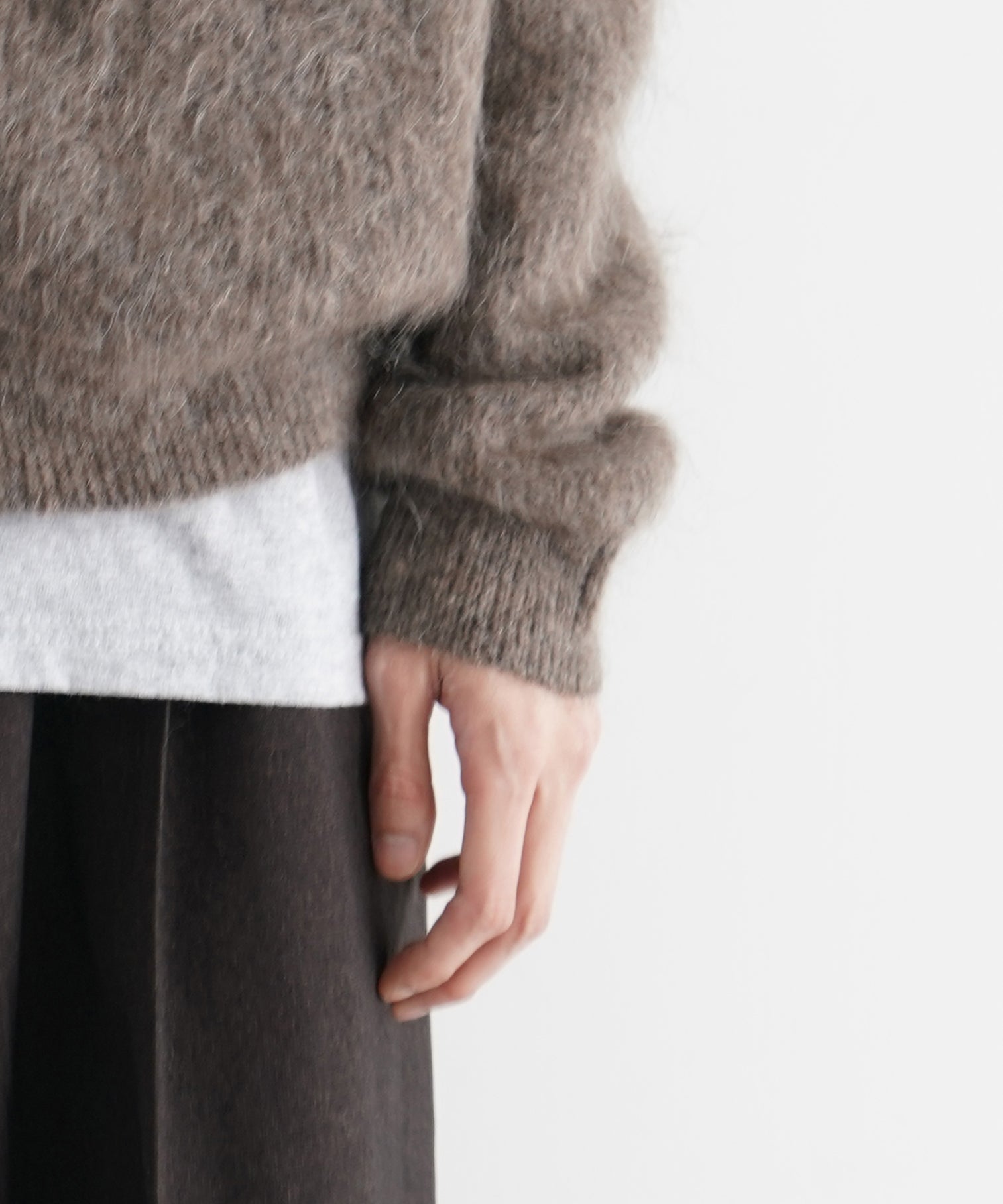 【EXCLUSIVE】crepuscule Mohair zip parka "BROWN"