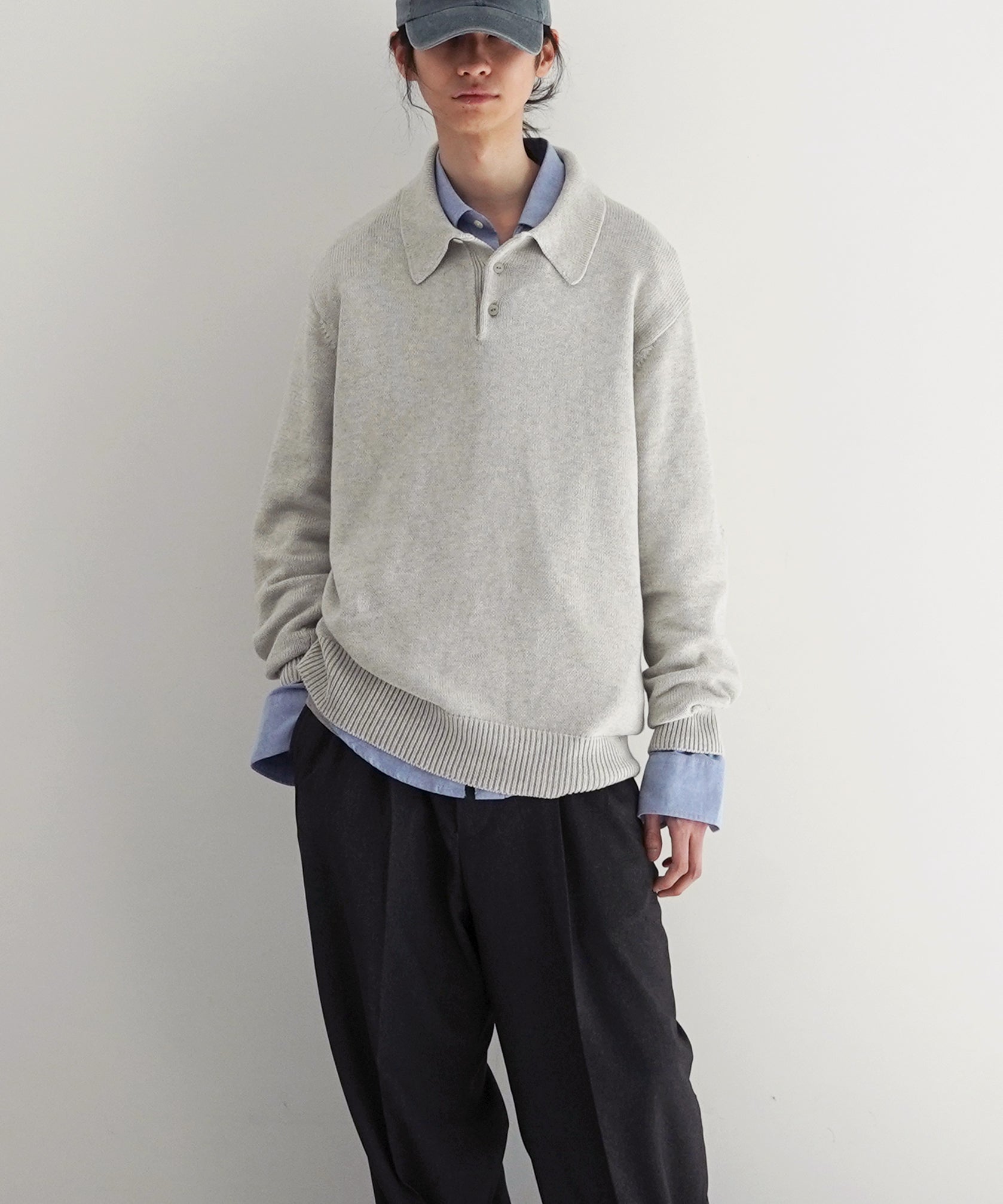 KAIKO Knit polo shirt "S.BLUE"