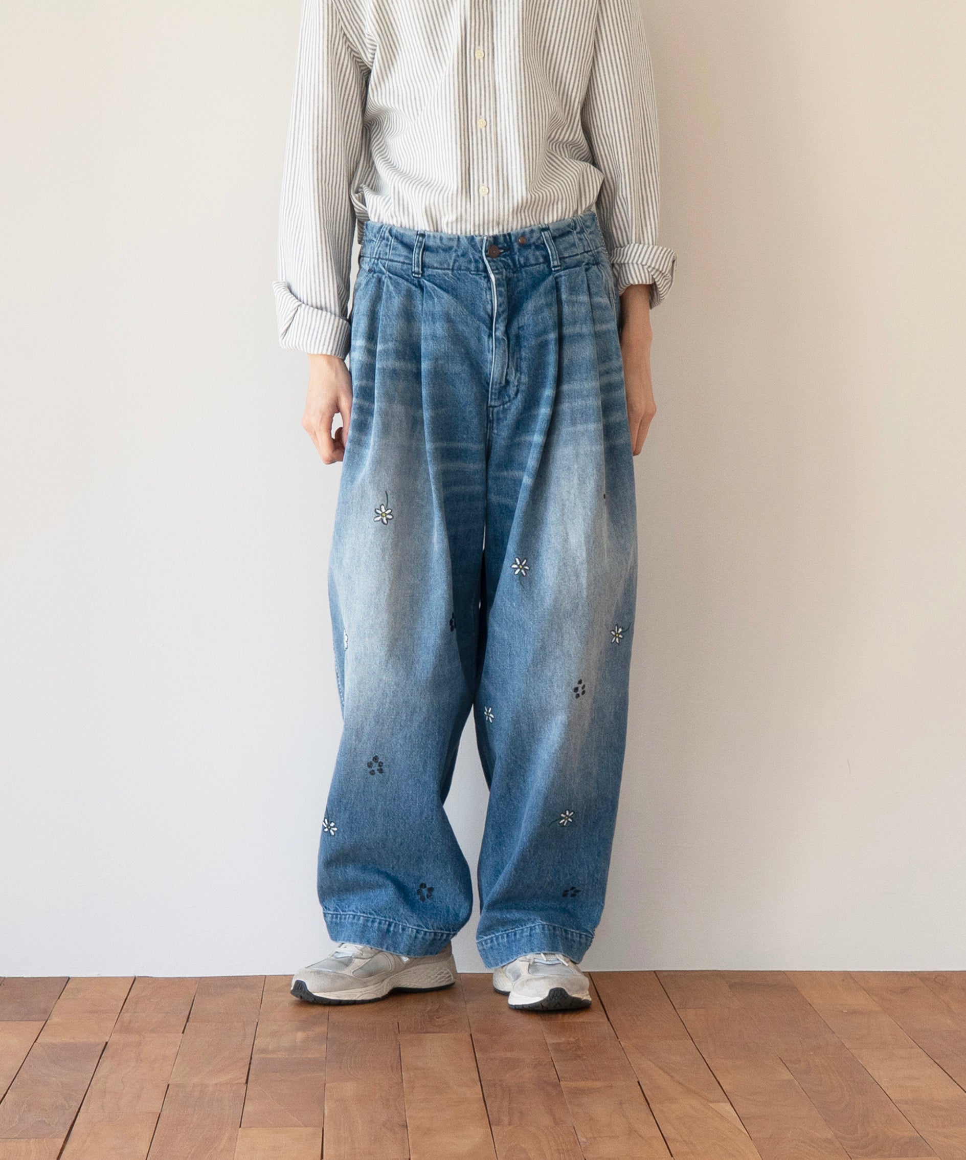 my beautiful landlet Tucked wide denim pants "BLUE"