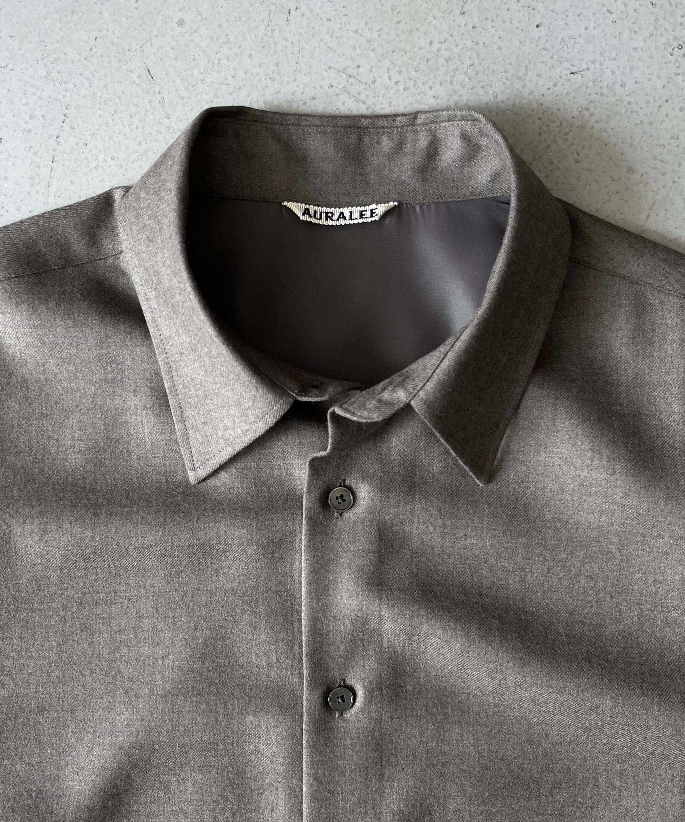 AURALEE SUPER LIGHT WOOL SHIRT "TOP BROWN"