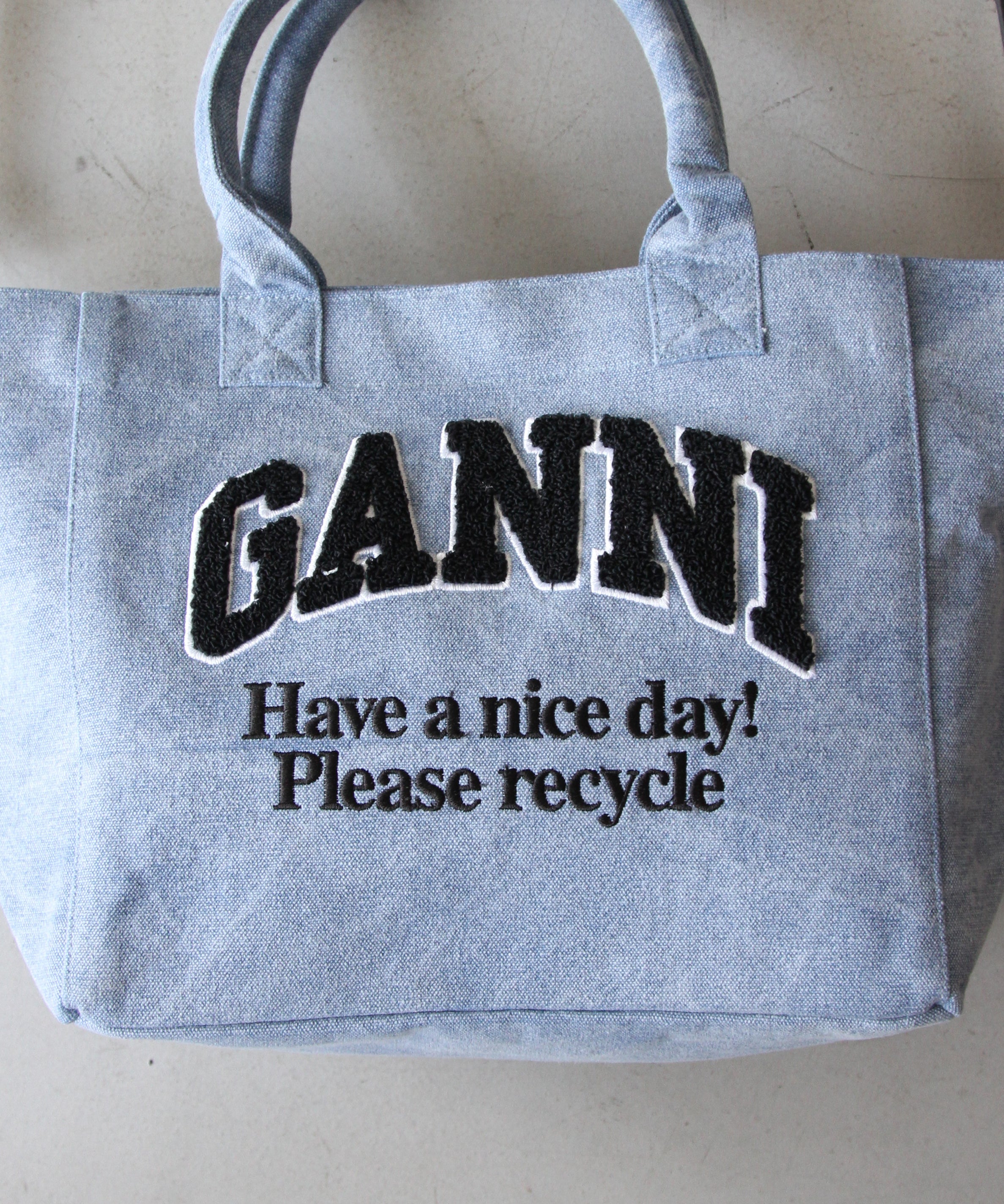 GANNI Small Easy Shopper "WASHED LIGHT BLUE"