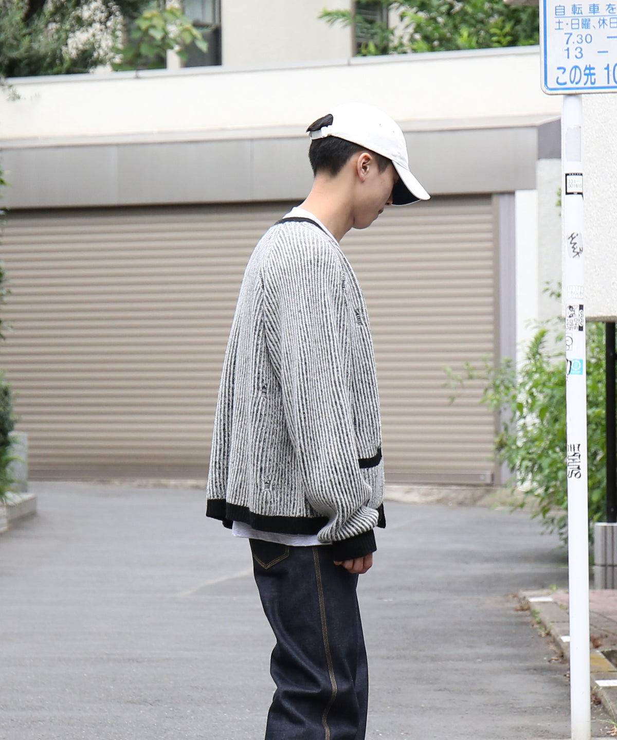 Basketcase Bleach, knit cardigan "WHITE/BLACK"