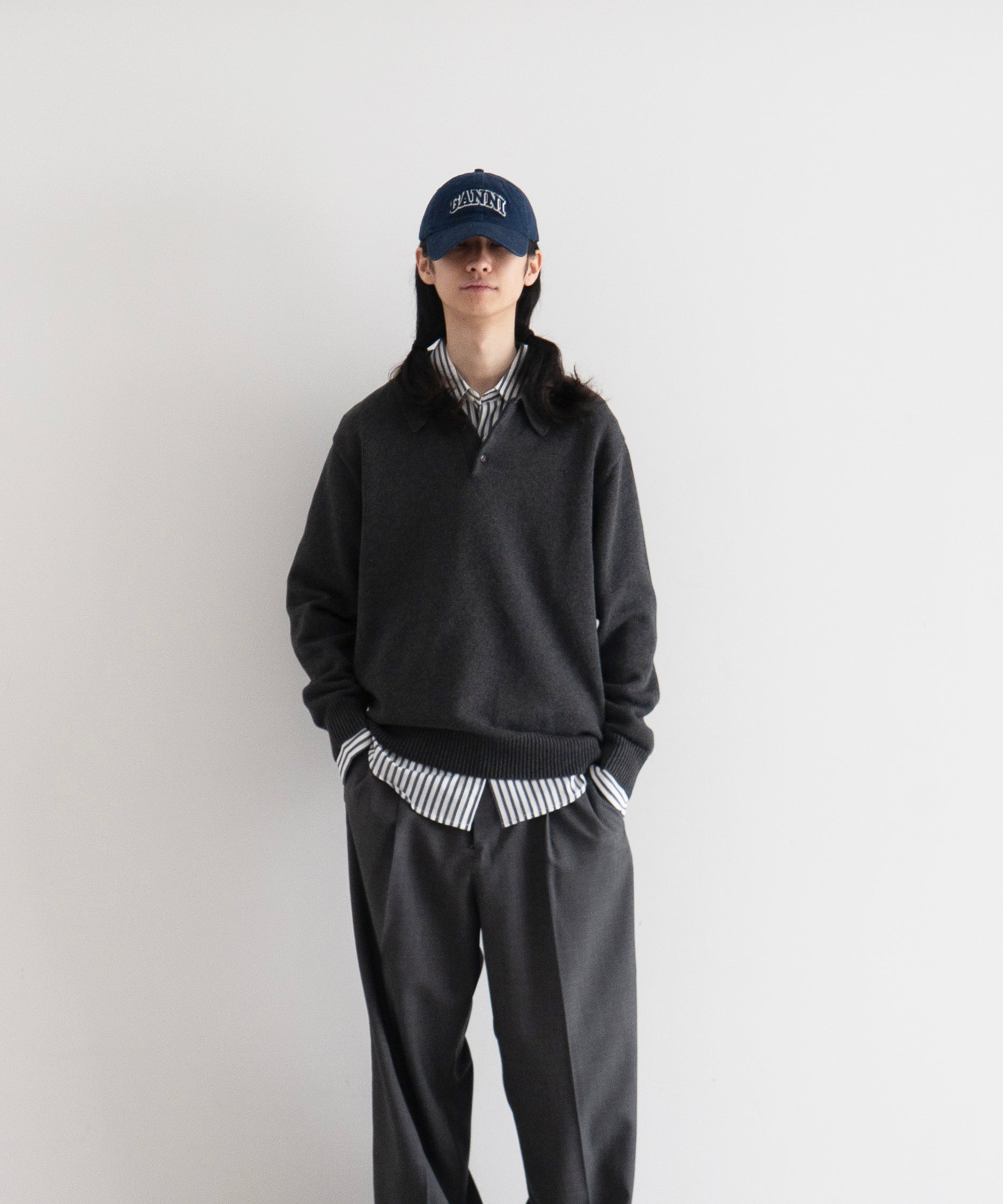 KAIKO Knit polo shirt "S.BLUE"