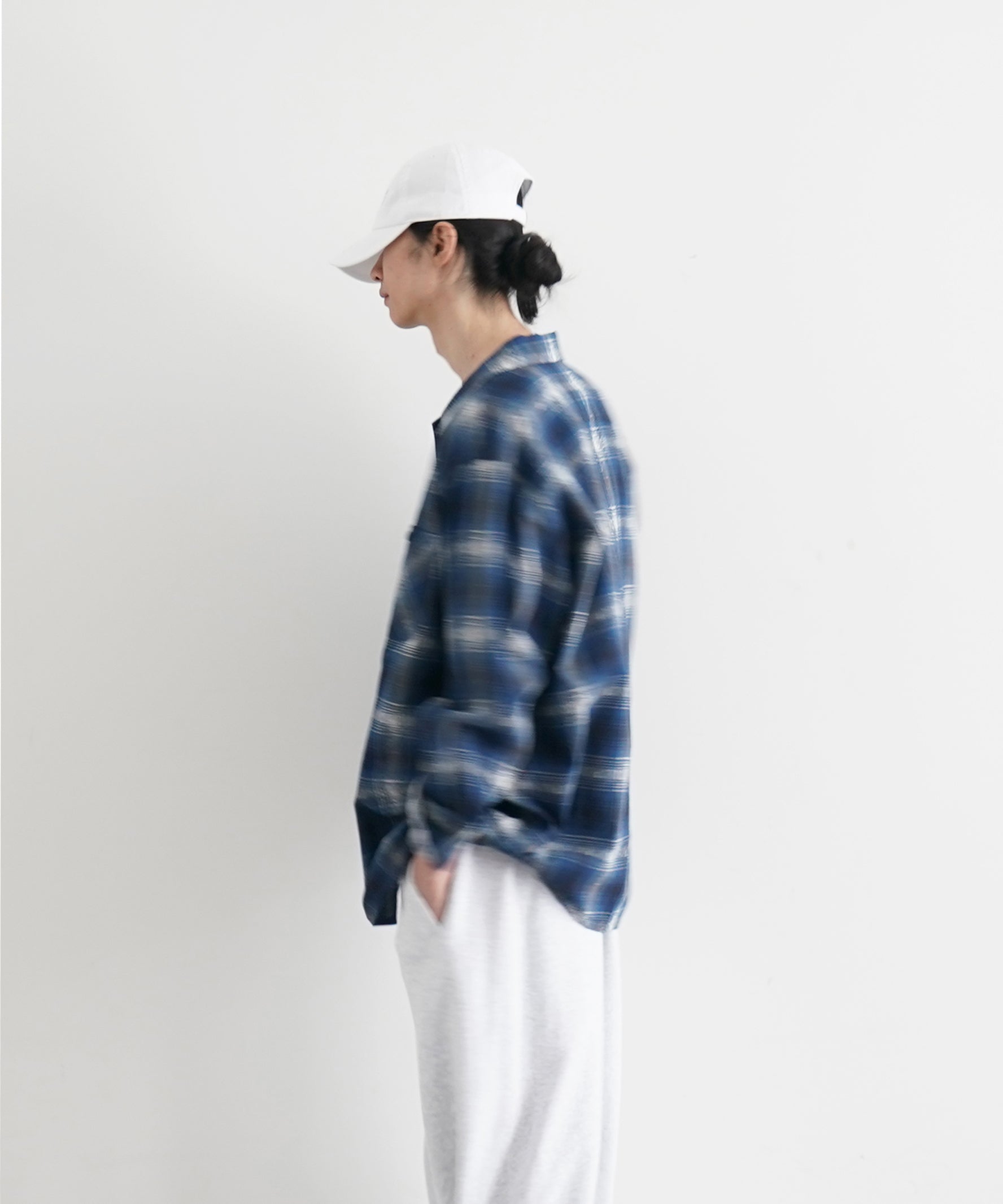 NEEDLES One - up shirt - printed flannel / plaid "BLUE"