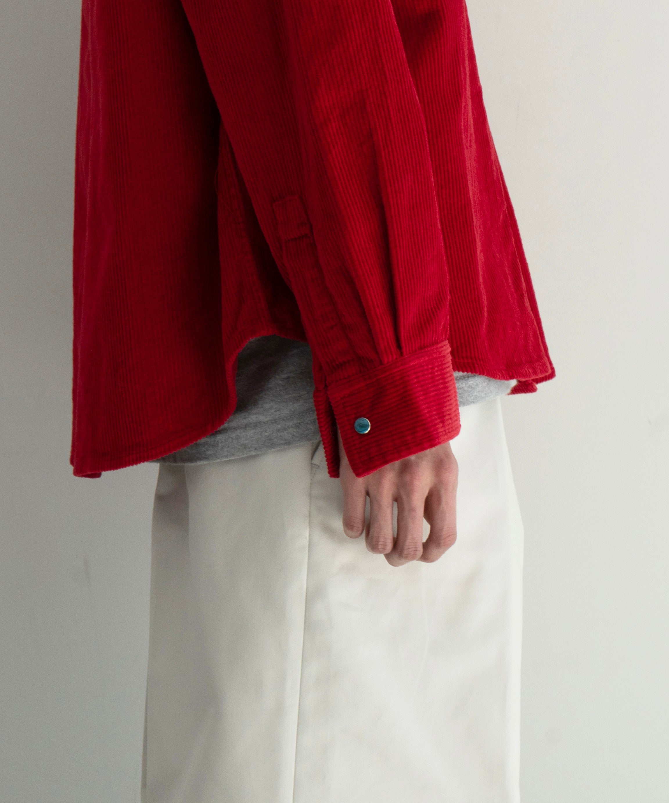 PHINGERIN Corduroy stone snap shirt jacket "B:RED"