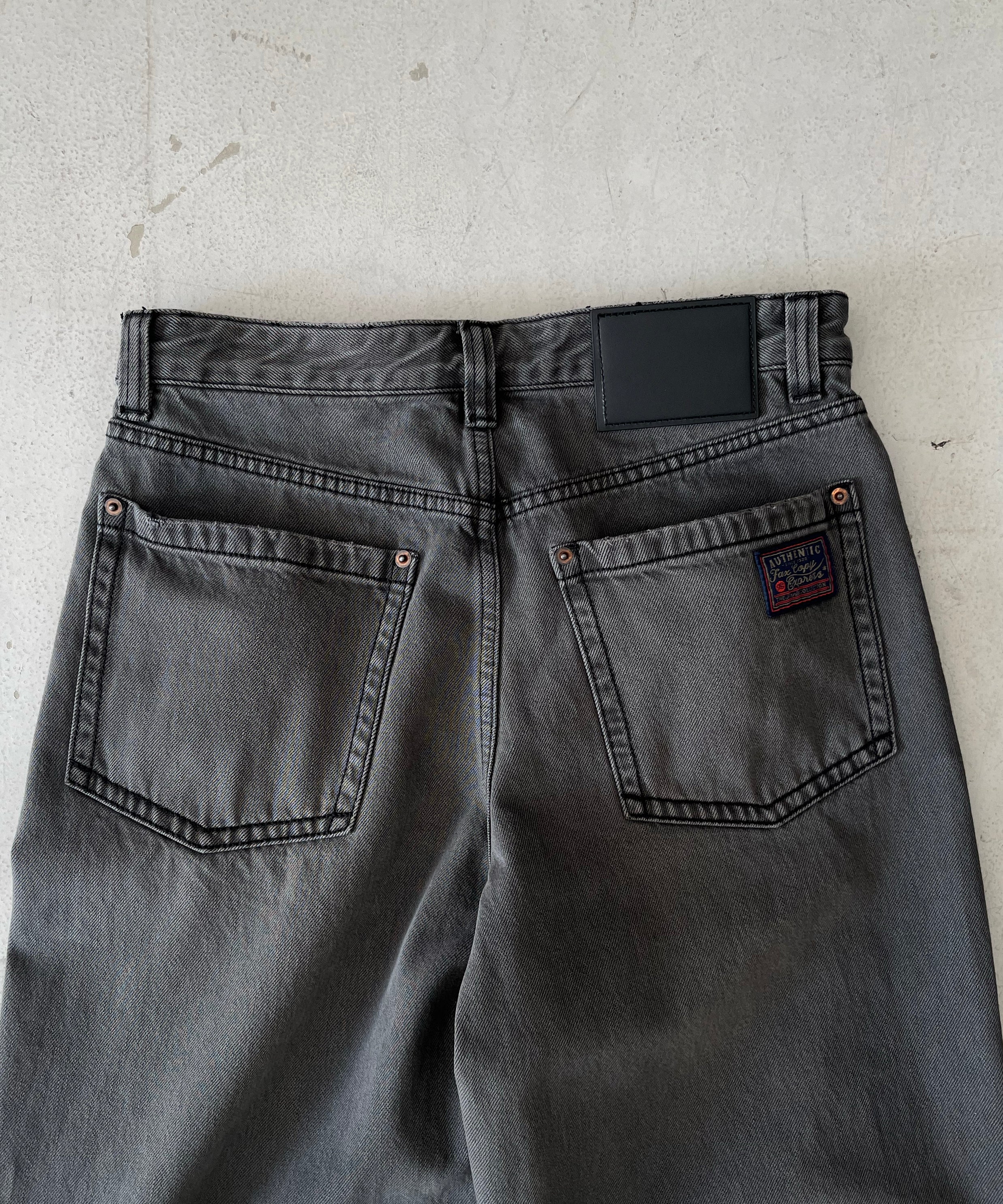 FAX COPY EXPRESS Vintage washed brown-black gardener denim pants "GREY" S