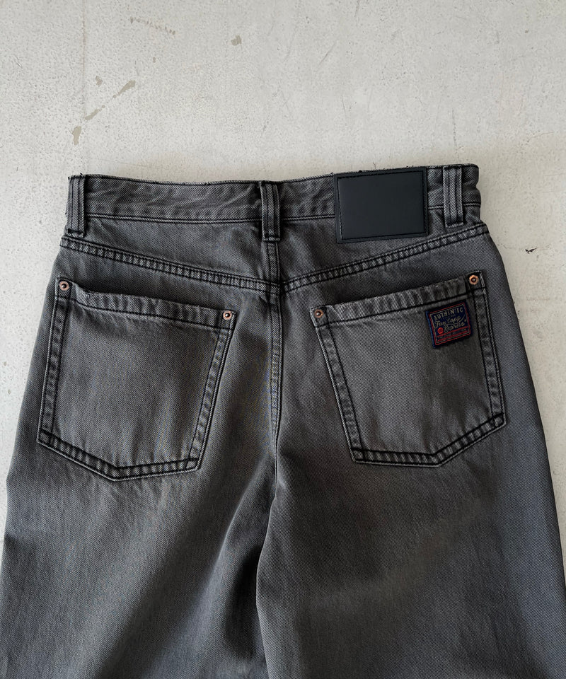 Fax Copy Express Vintage washed brown-black gardener denim pants "GREY" S