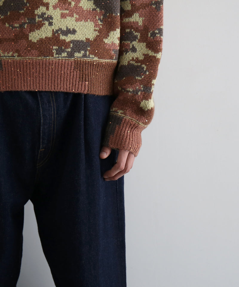 FAF(FAKE AS FLOWERS) Wik camo jacquard knit "BROWN CAMO"