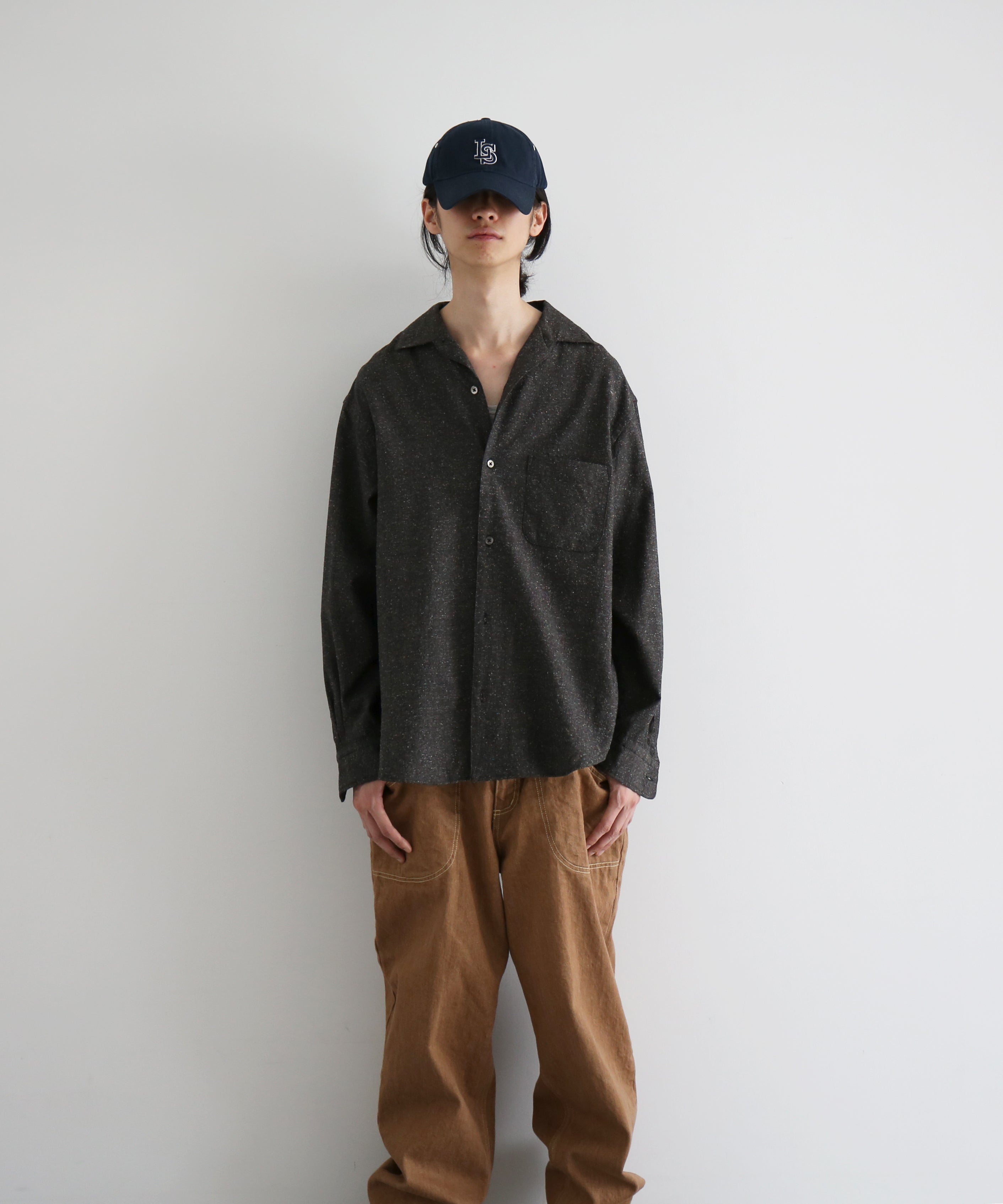 URU Italian collar l/s shirts b "BLACK"