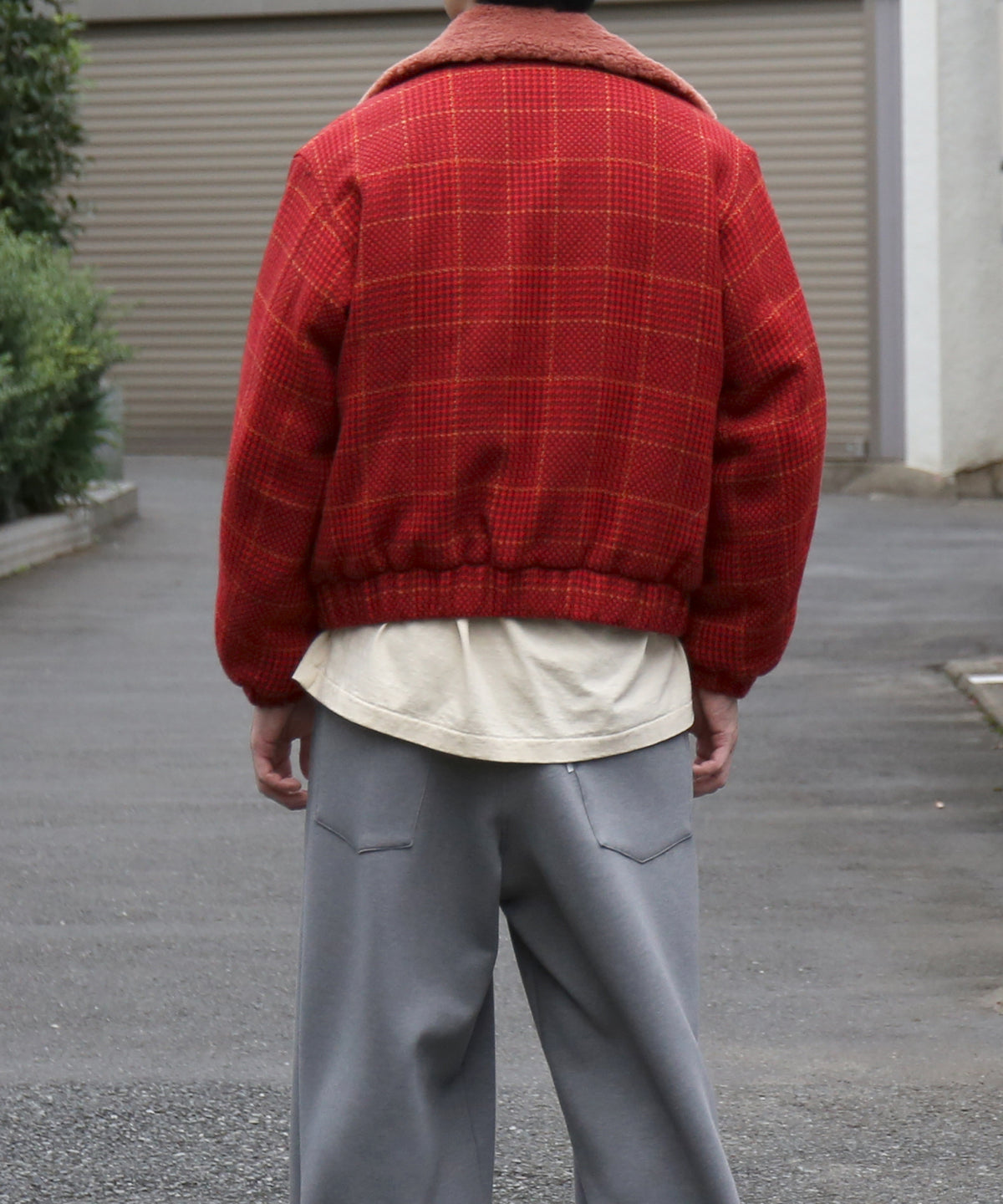 NEEDLES Lined boa jacket - houndstooth "B-RED B"