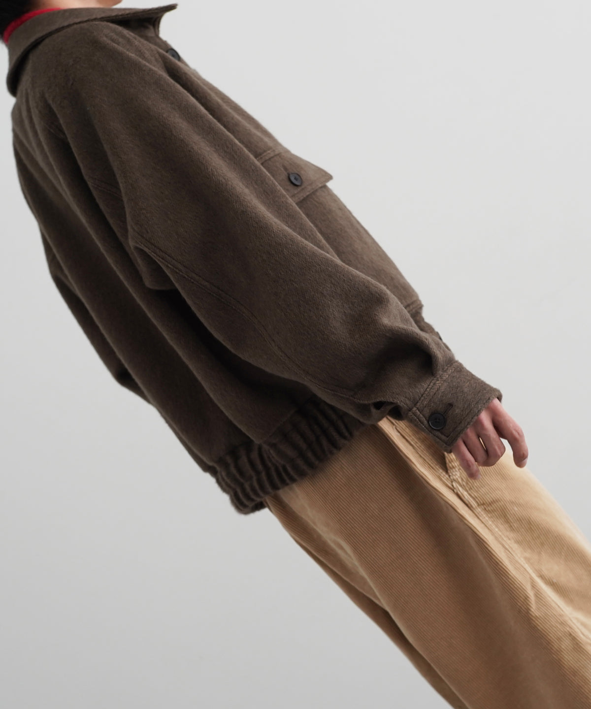 AURALEE Hairy wool mohair chambray blouson “BROWN”