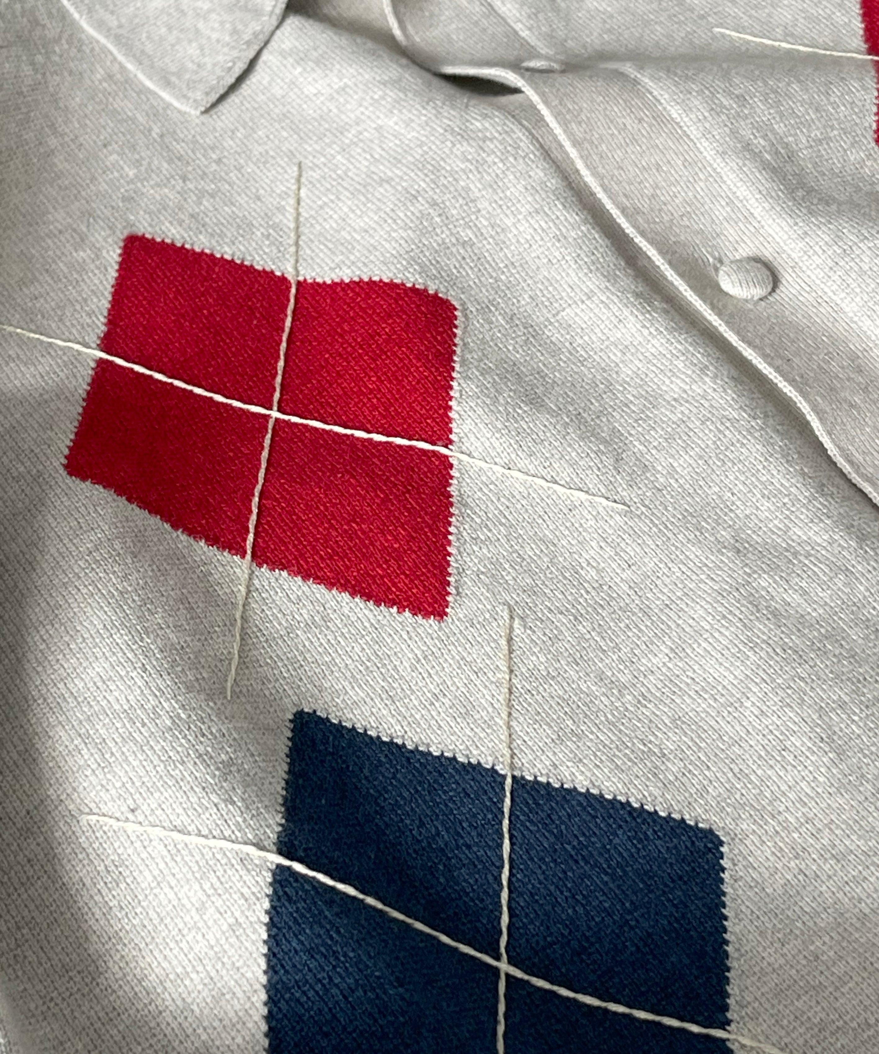 KAIKO Argyle polo cardigan "FIGURE"