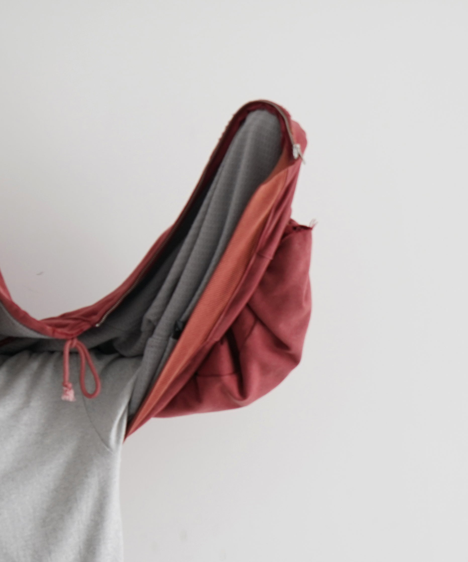 Basketcase Hench, thermal lined zip-up hoodie  "WASHED RED"