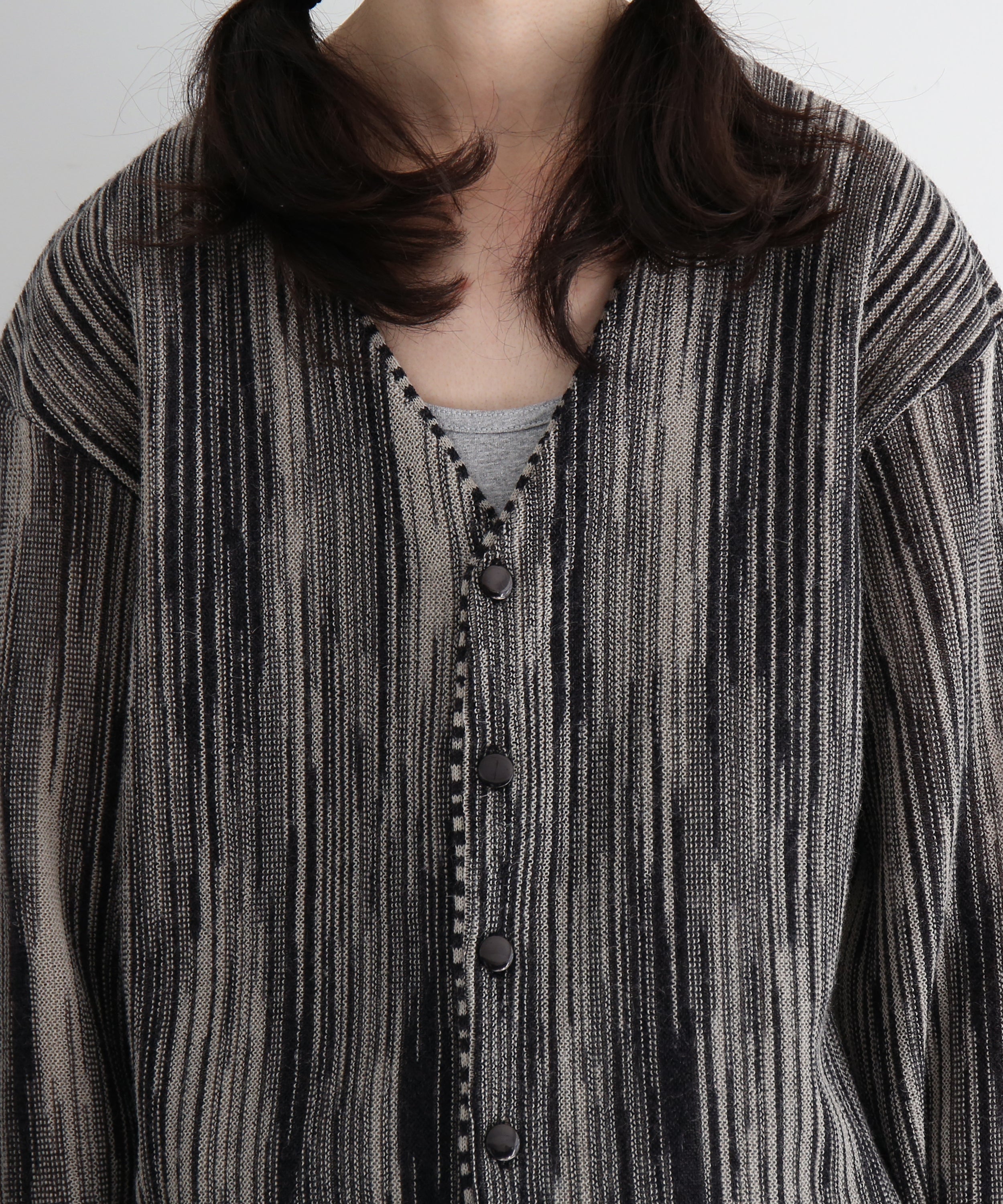 NEEDLES Knit cardigan -crepe weave- "BLACK"