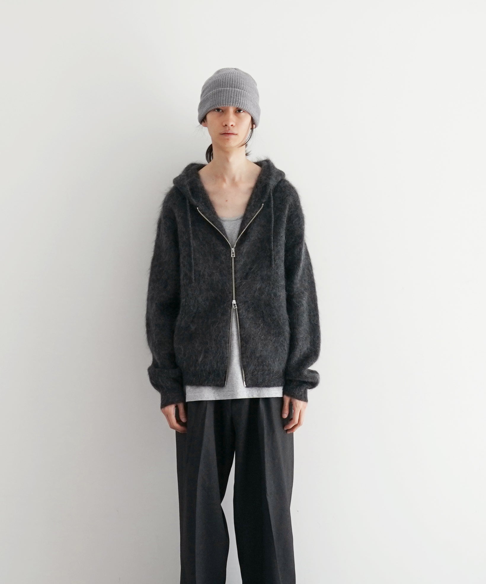 【EXCLUSIVE】crepuscule Mohair zip parka "BROWN"