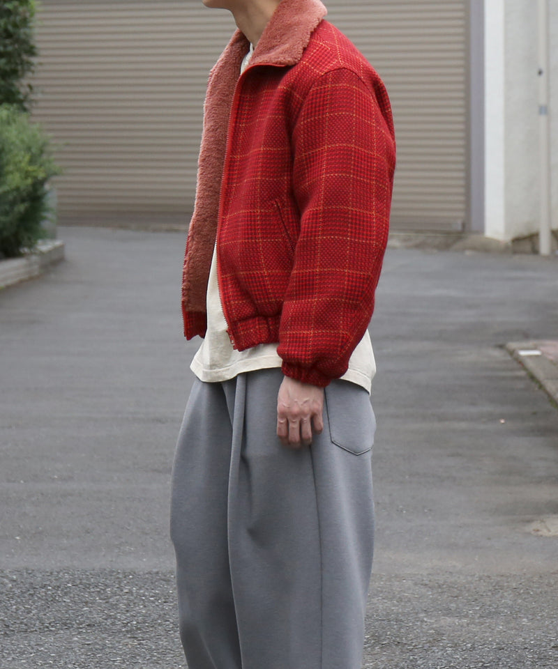 NEEDLES Lined boa jacket - houndstooth "B-RED B"