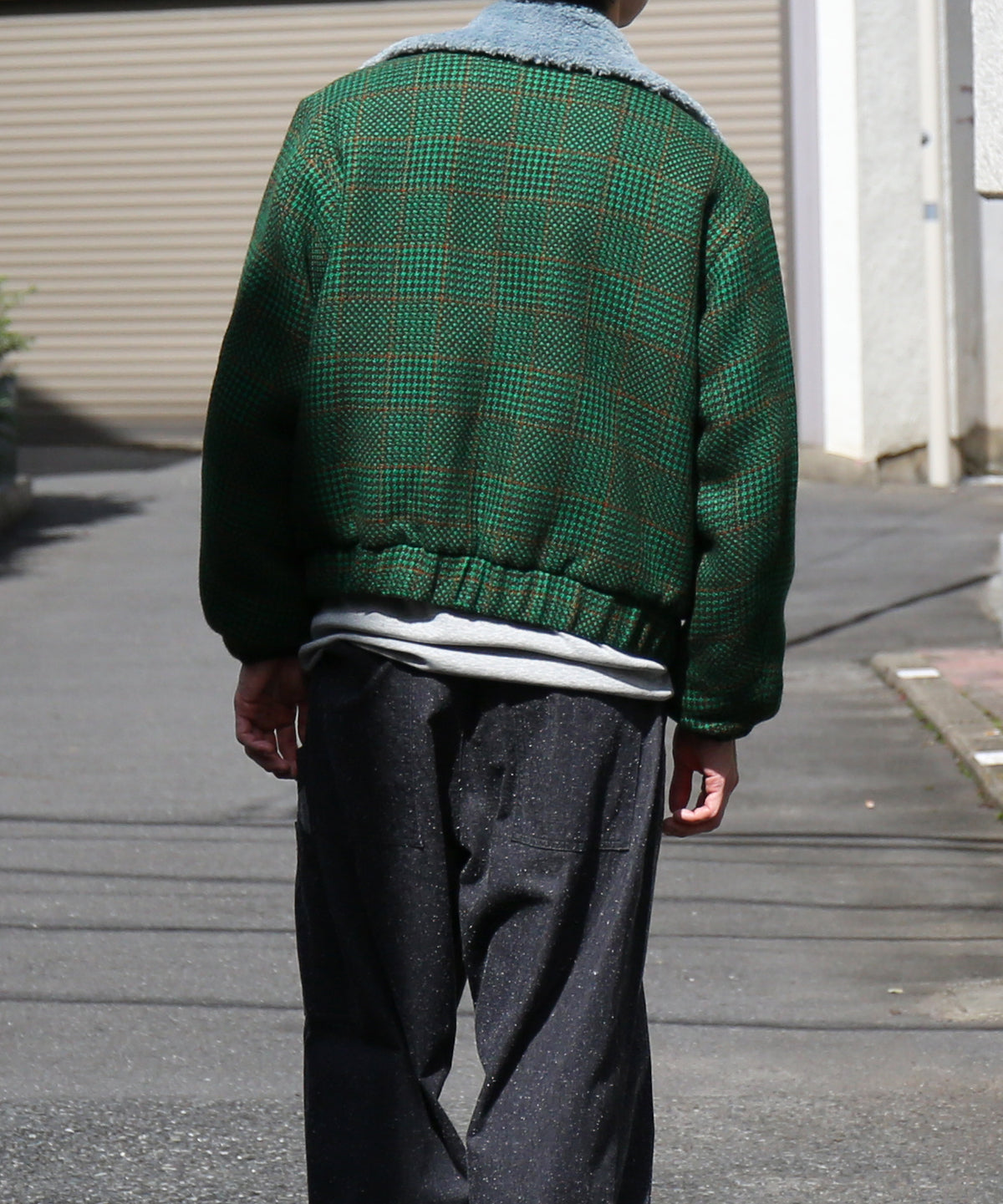 NEEDLES Lined boa jacket - houndstooth "A-GREEN A"