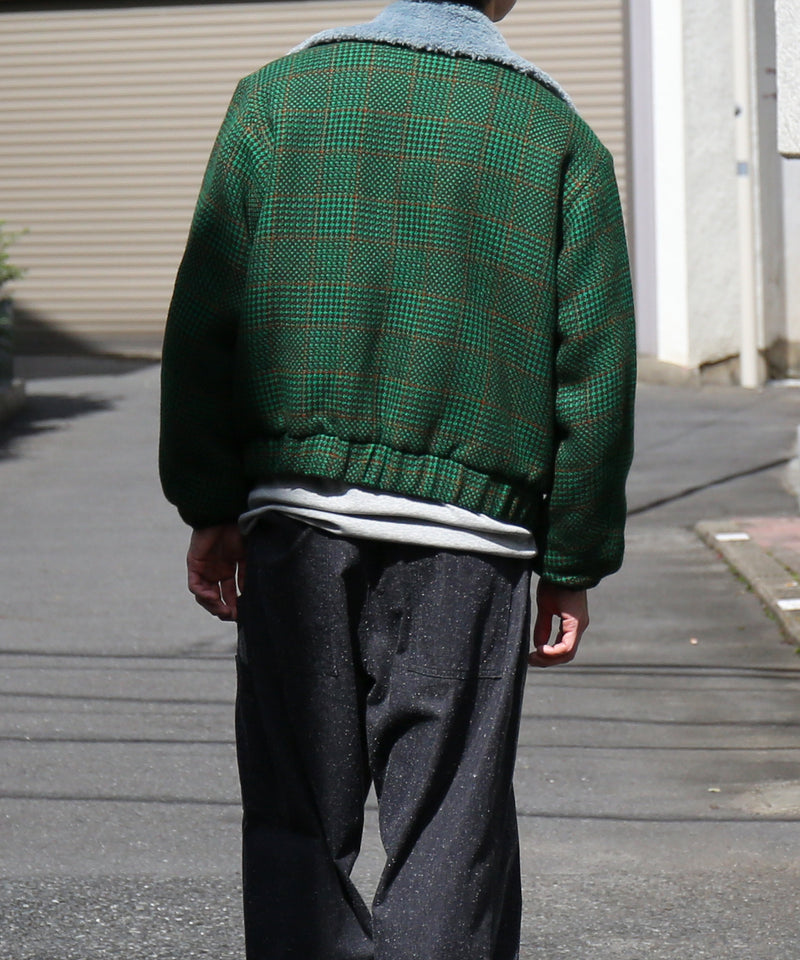 NEEDLES Lined boa jacket - houndstooth "A-GREEN A"