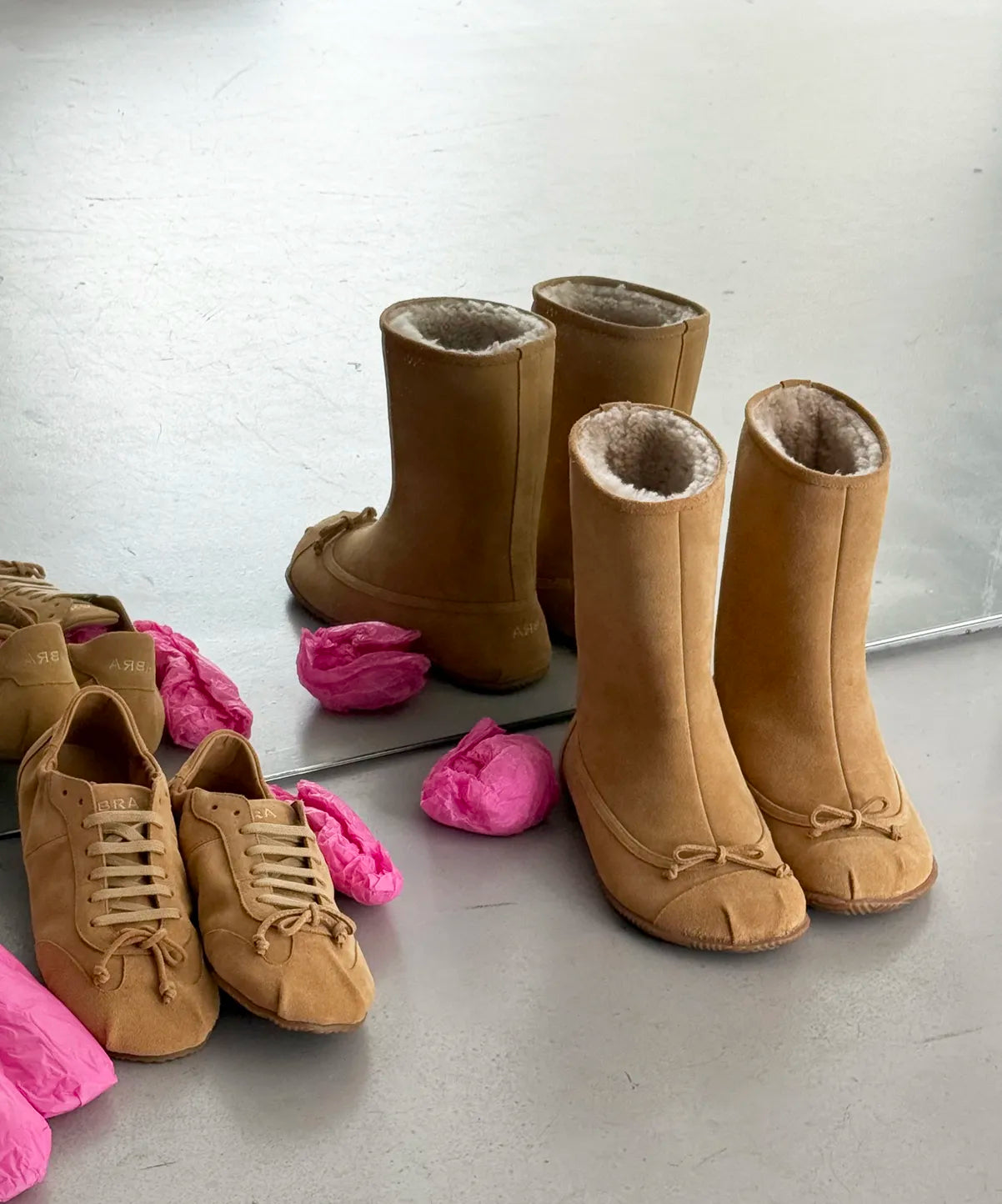 ABRA Sneaker ballerina shearling "BEIGE SUEDE"