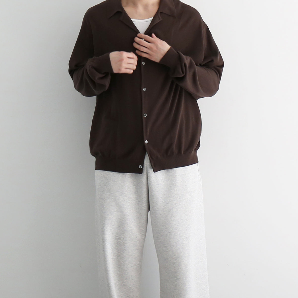 crepuscule【クレプスキュール】【EXCLUSIVE】Open collar knit shirt