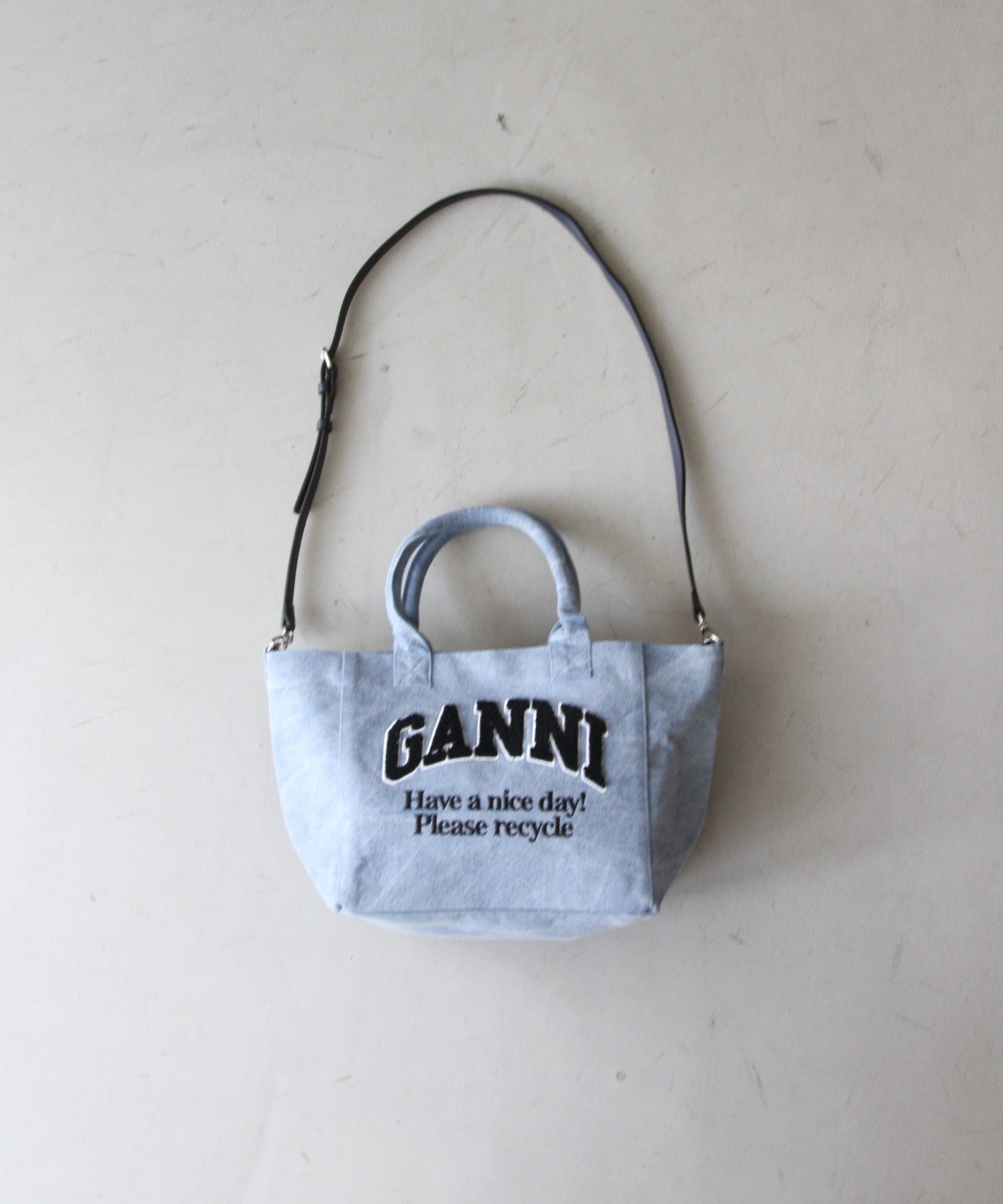 GANNI Small Easy Shopper "WASHED LIGHT BLUE"